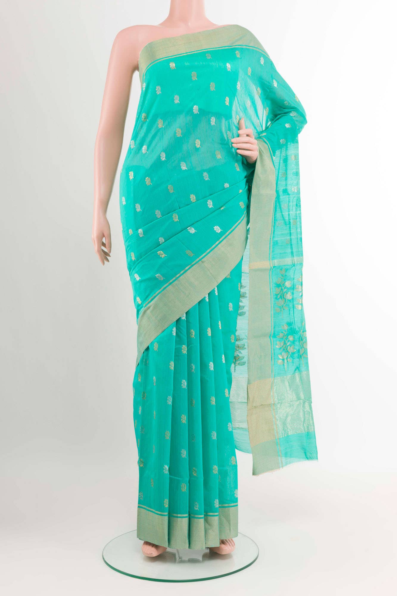Sea Green Blended Chanderi Silk Cotton Saree