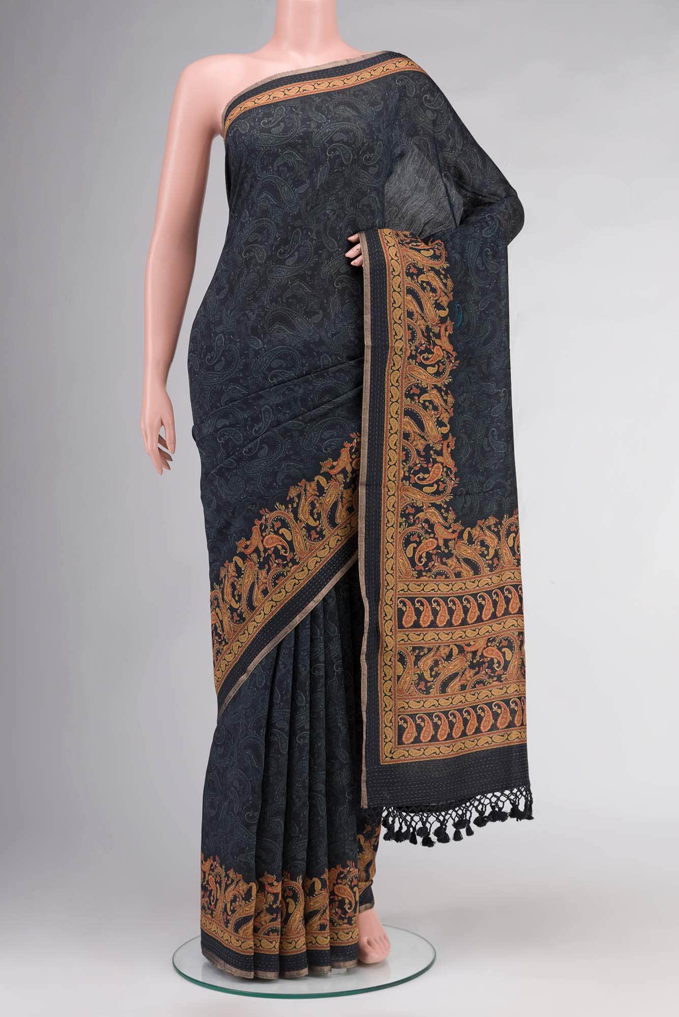 Blue Bhagalpuri Tussar Silk Saree