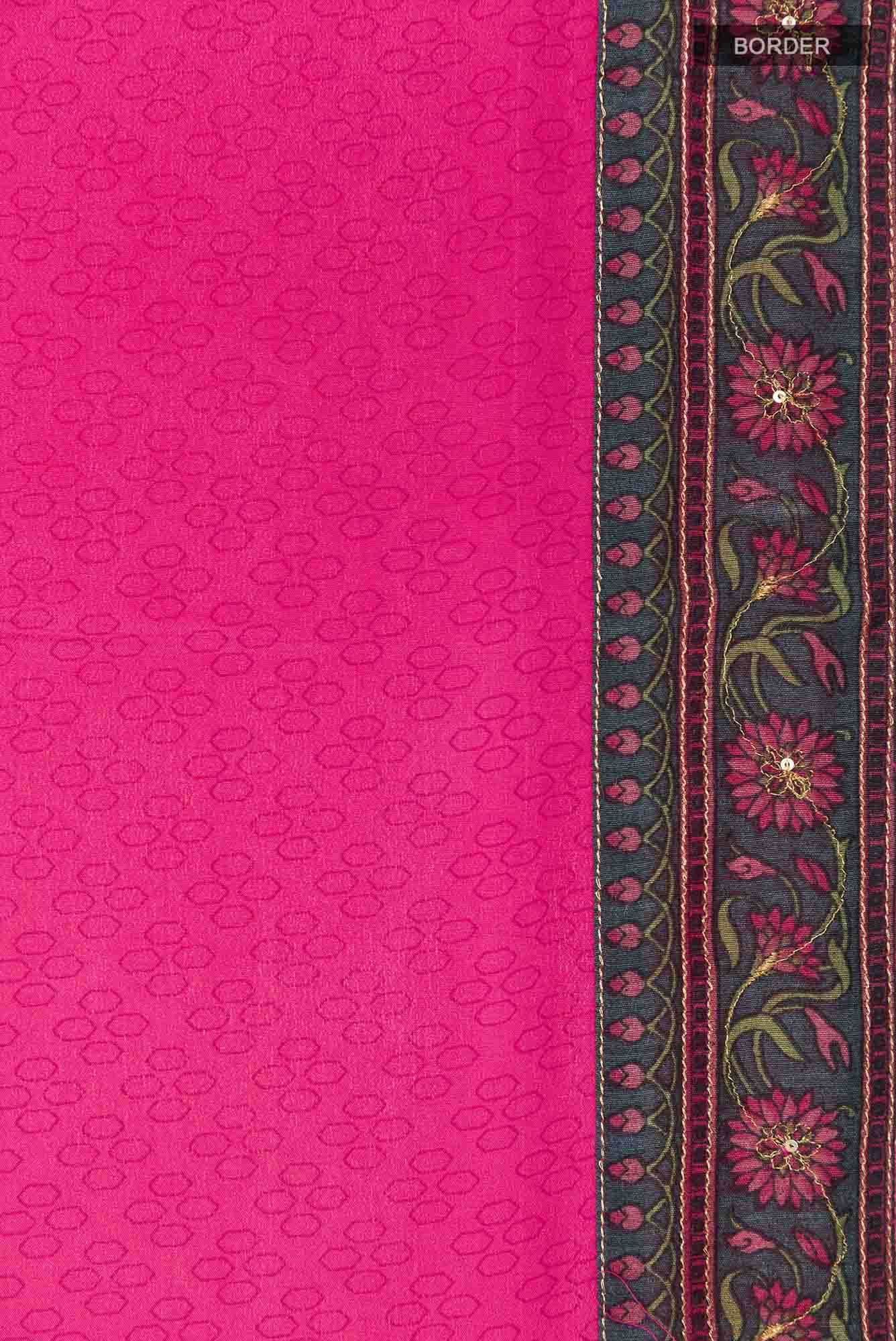Pink Crepe Saree