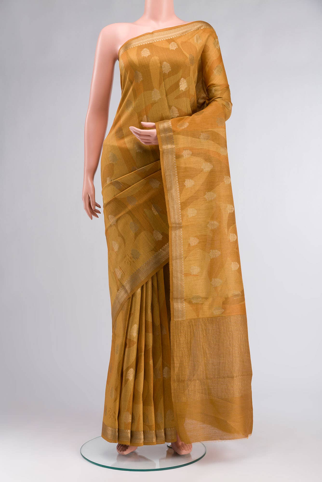 Mustard Bhagalpuri Tussar Silk Saree