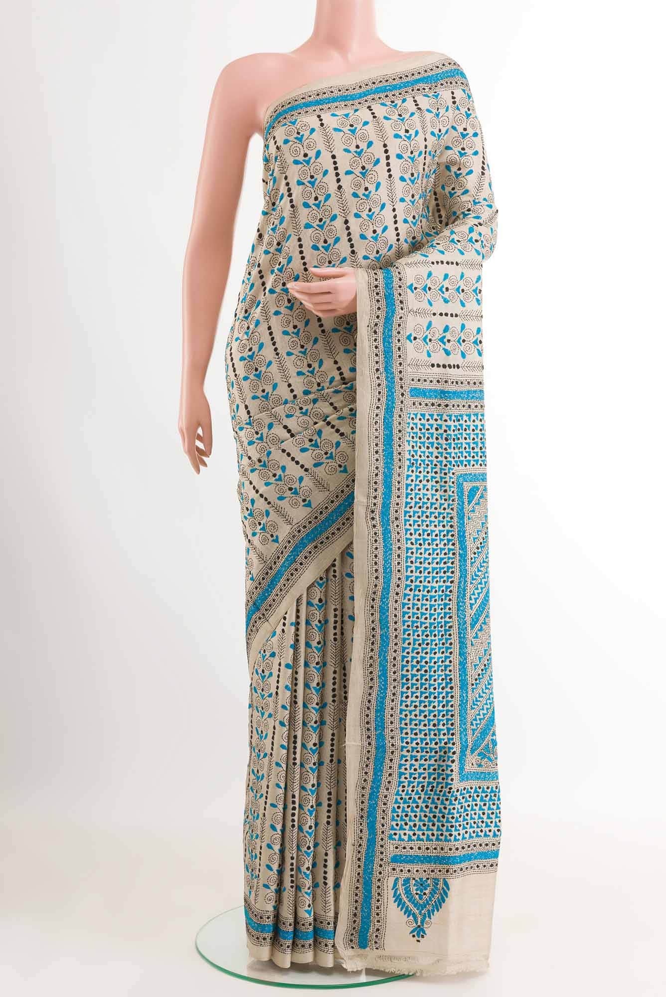 Beige Tussar Saree