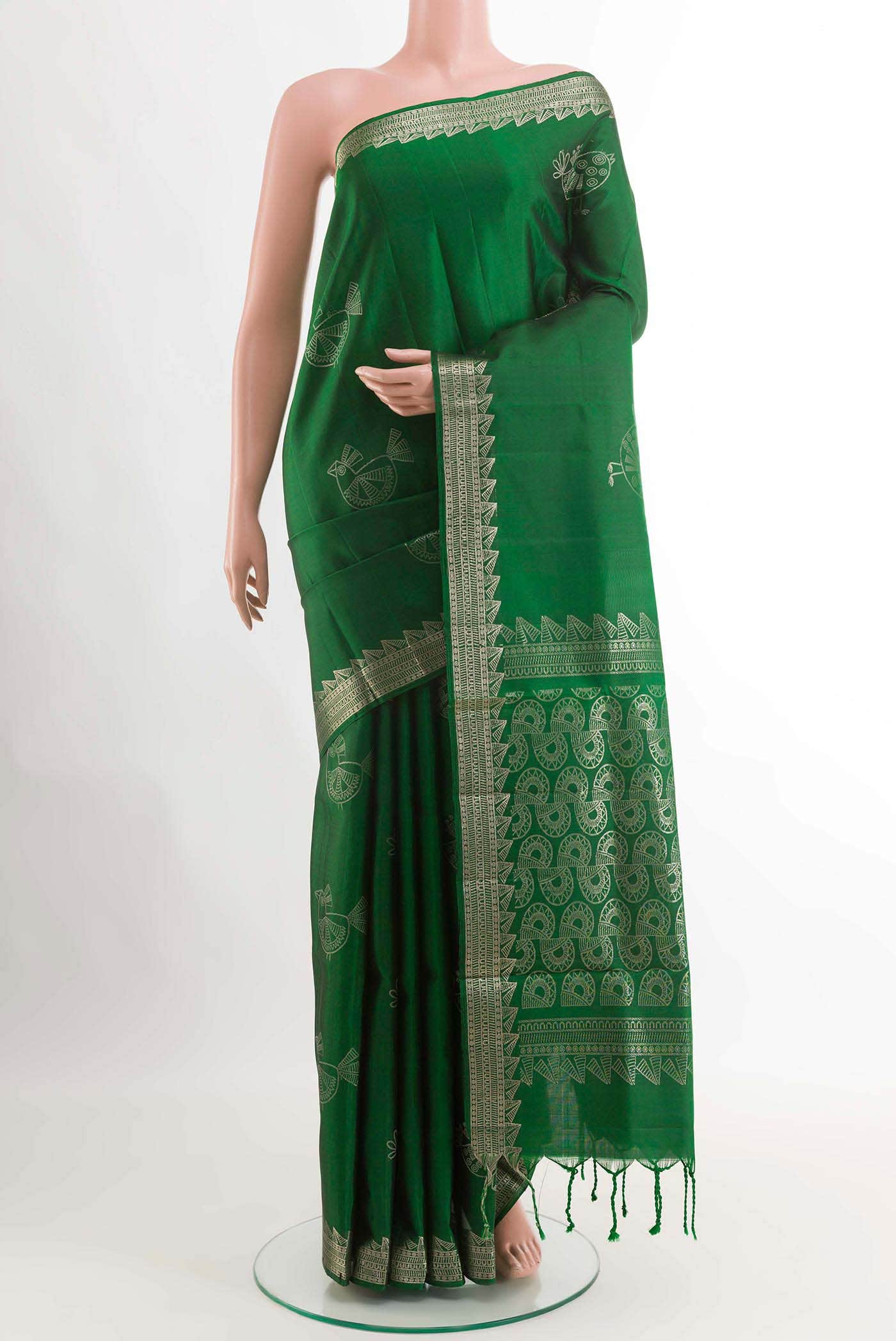 Green Dual Tone Uppada Silk Saree