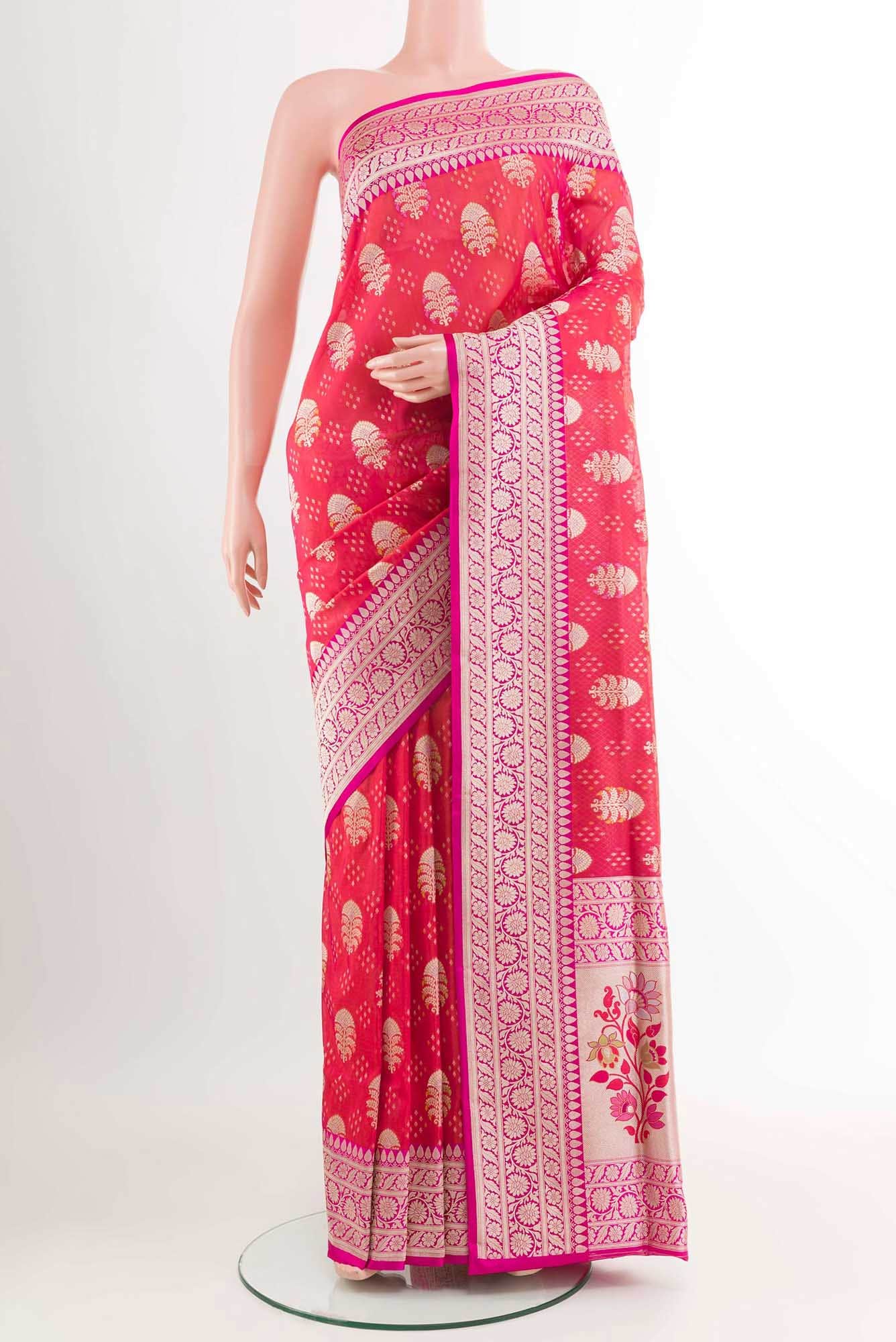 Pink Blended Banarasi Silk Saree