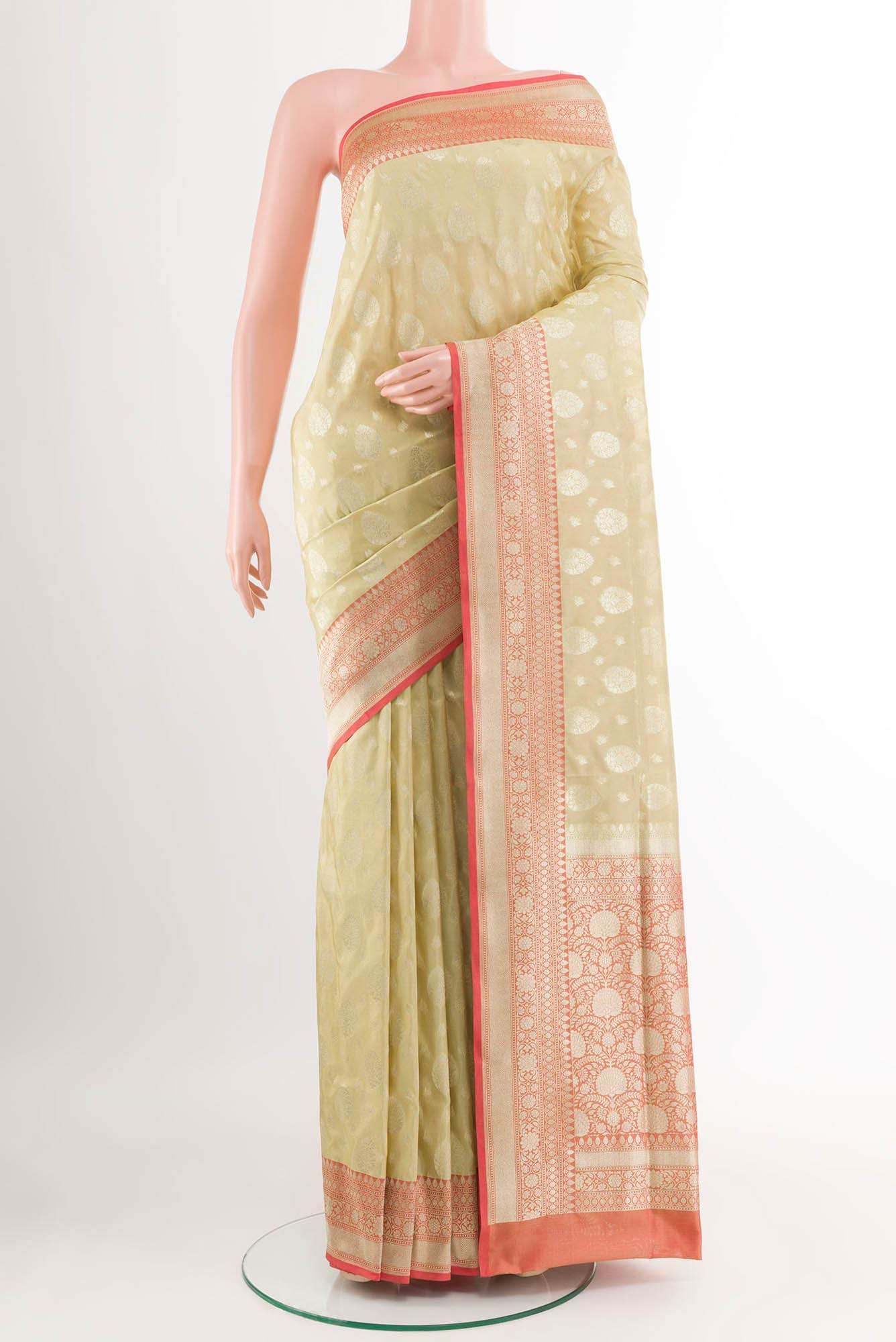 Beige Blended Banarasi Silk Saree