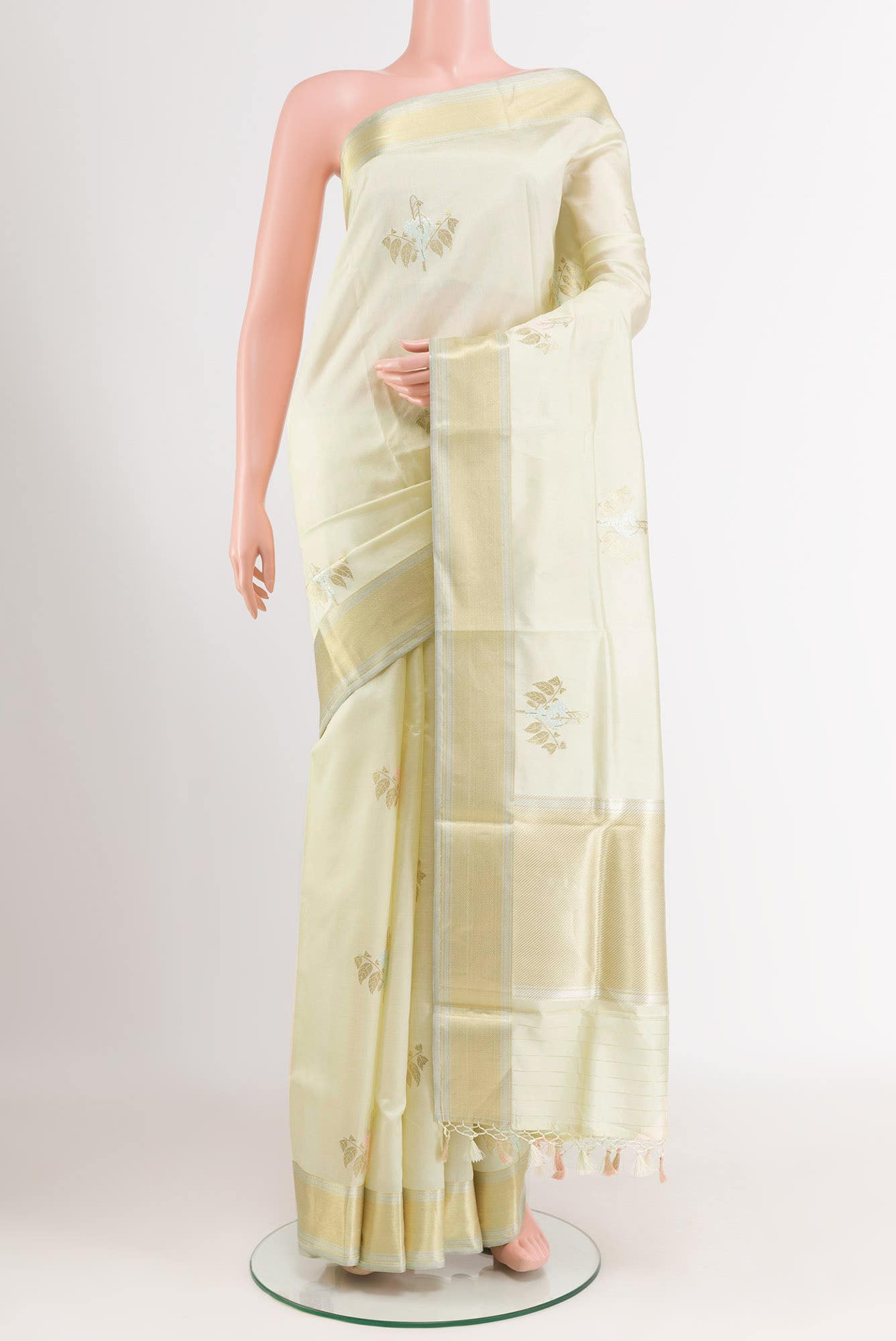 Off White Banarasi Silk Saree