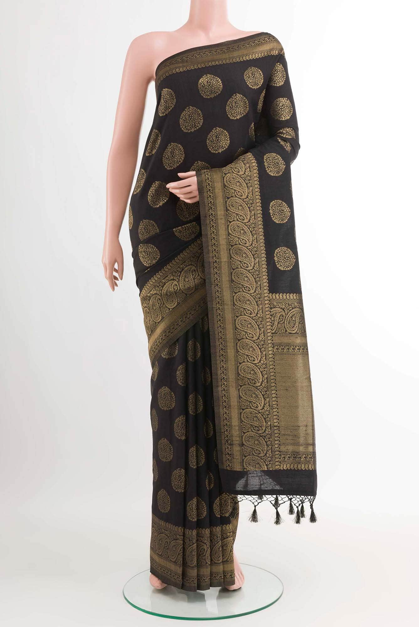 Black Blended Art Silk Saree