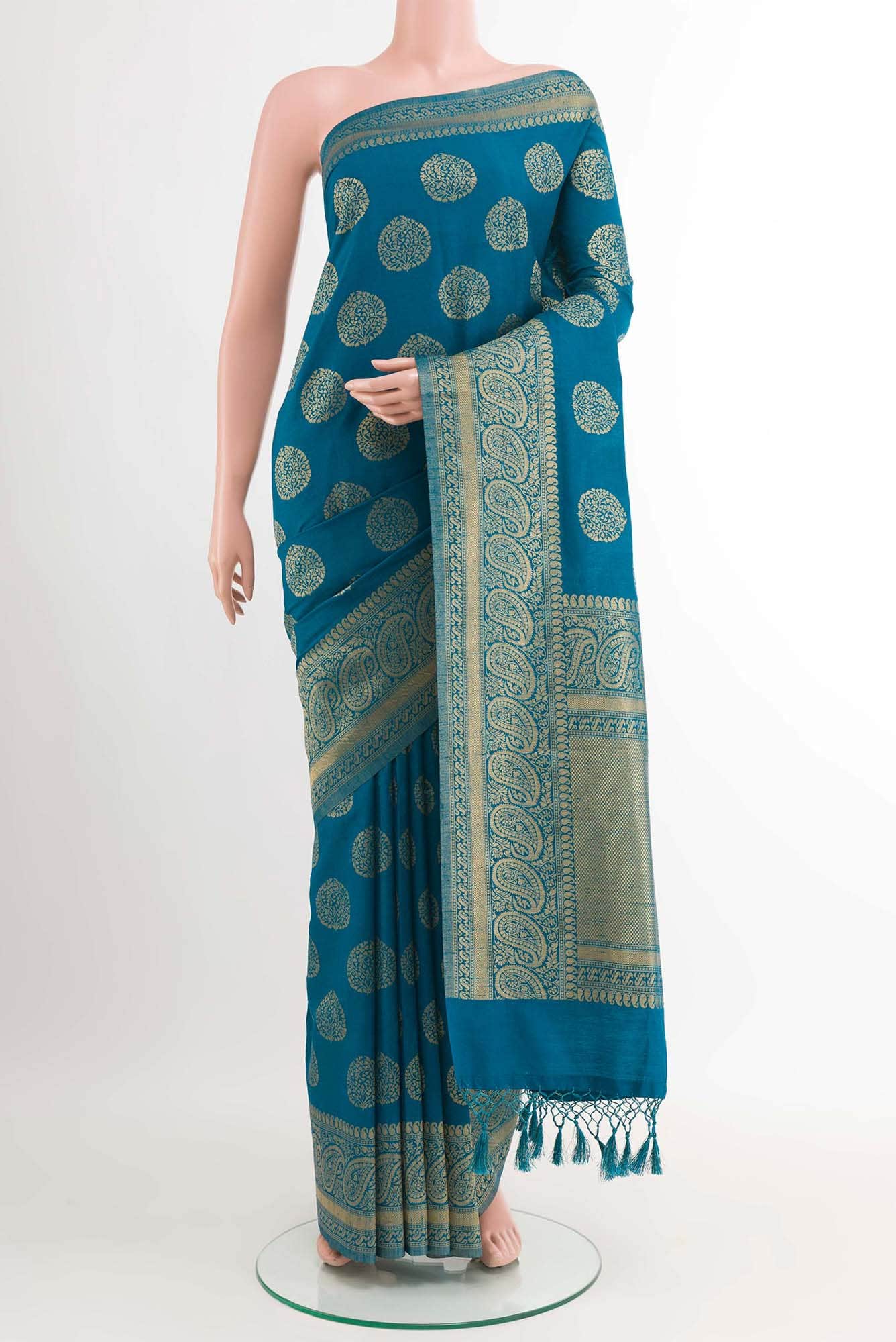Blue Blended Art Silk Saree