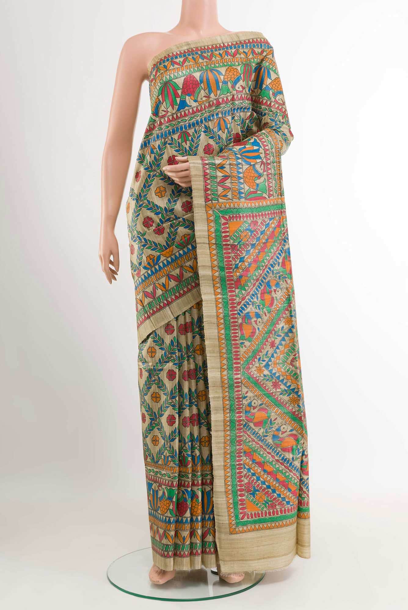 Beige Tussar Saree