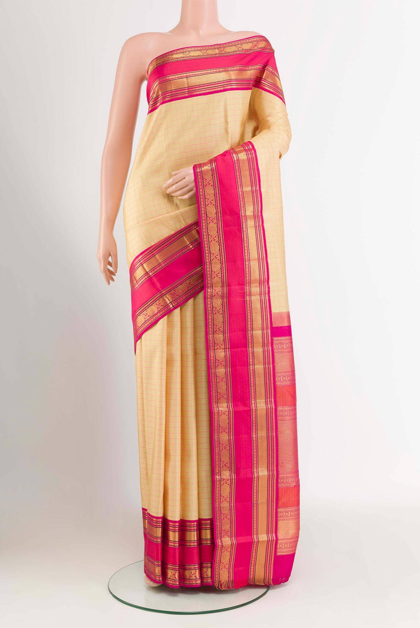 Beige Kanchipuram Silk Saree