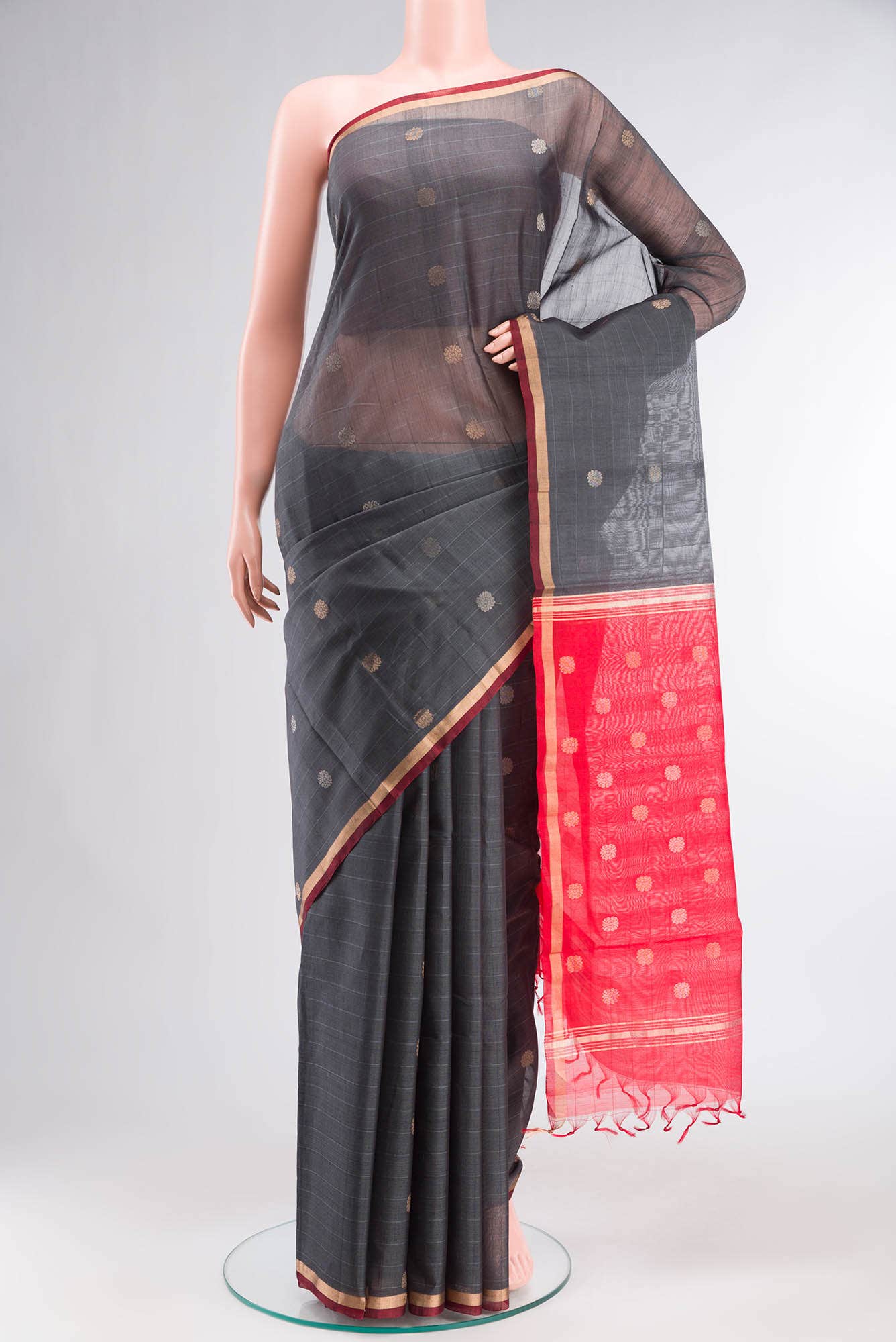 Grey Silk Cotton Saree