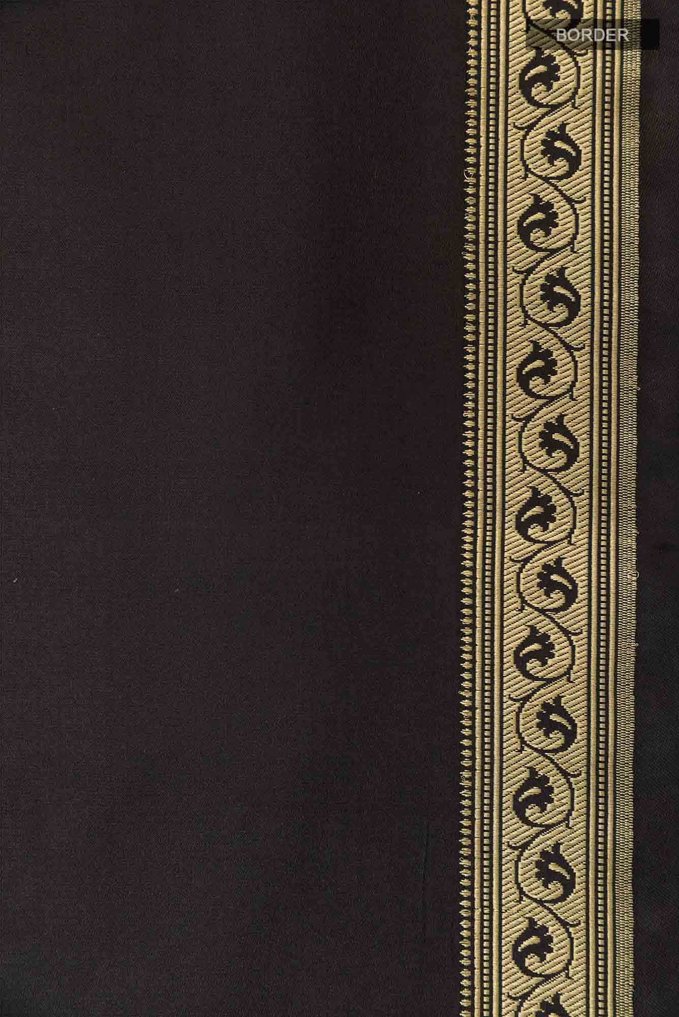 Black Banarasi Tanchoi Silk Saree