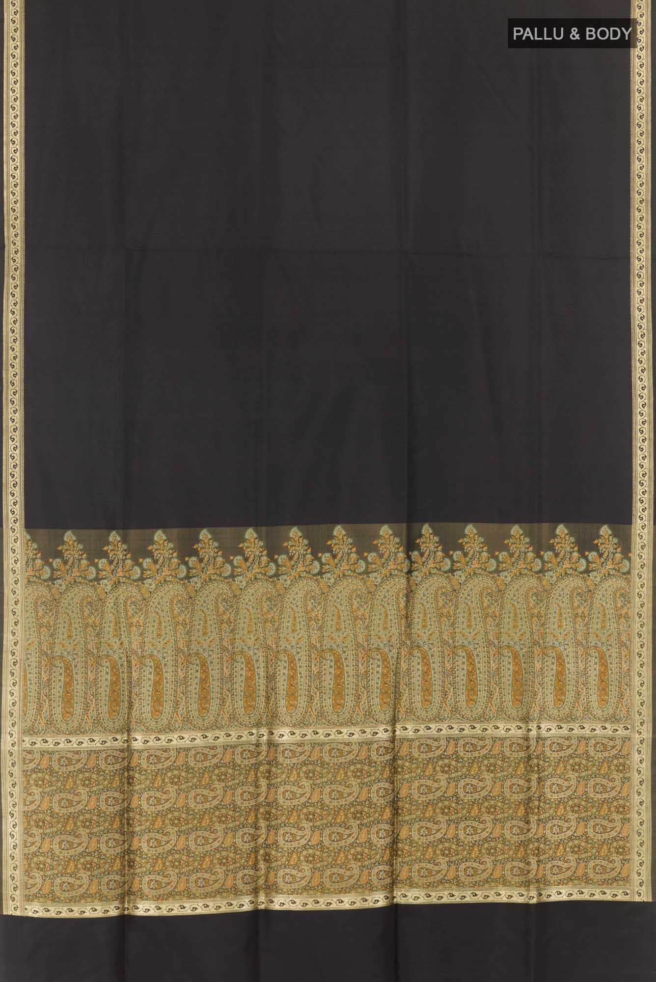 Black Banarasi Tanchoi Silk Saree