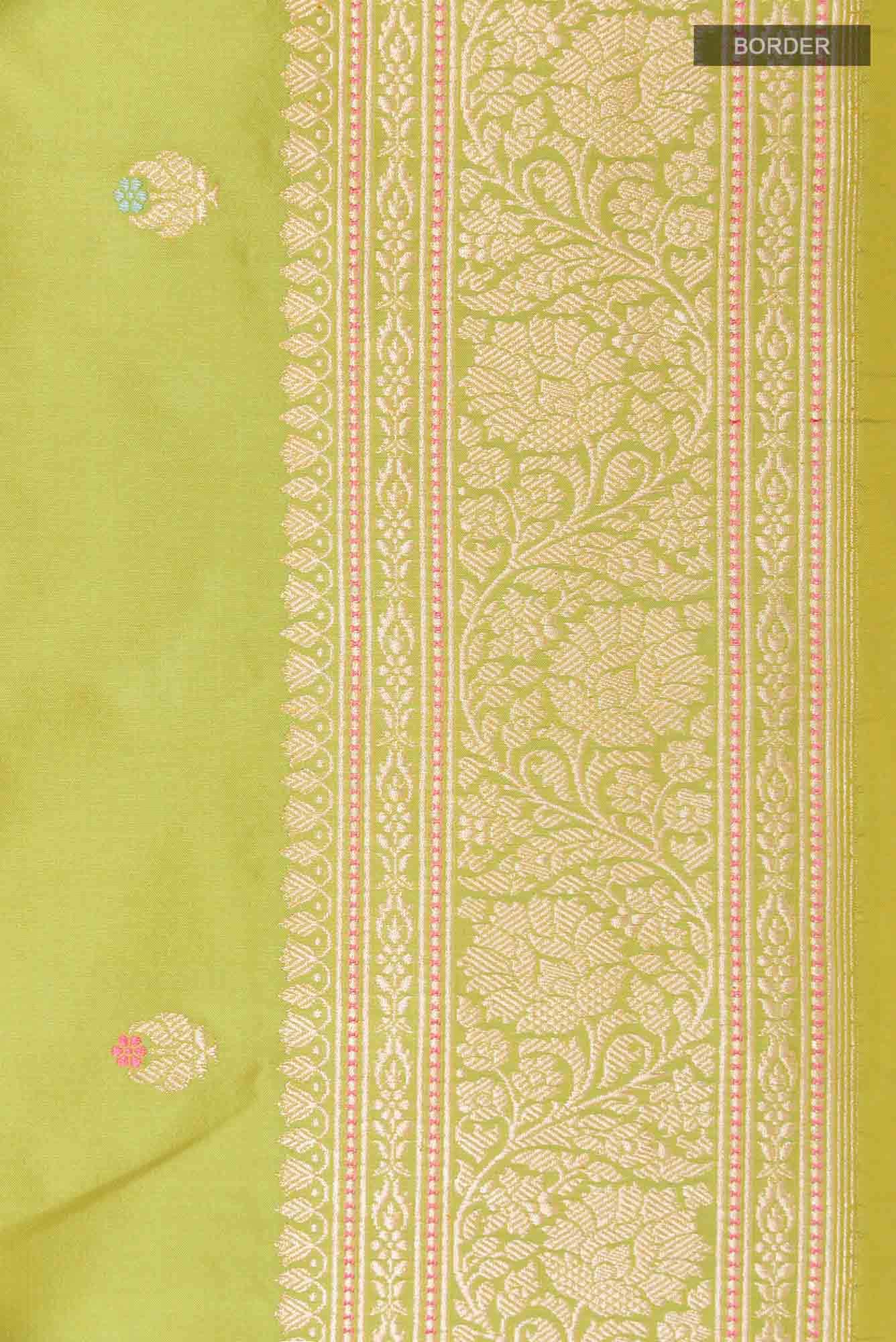 Olive Green Banarasi Silk Saree