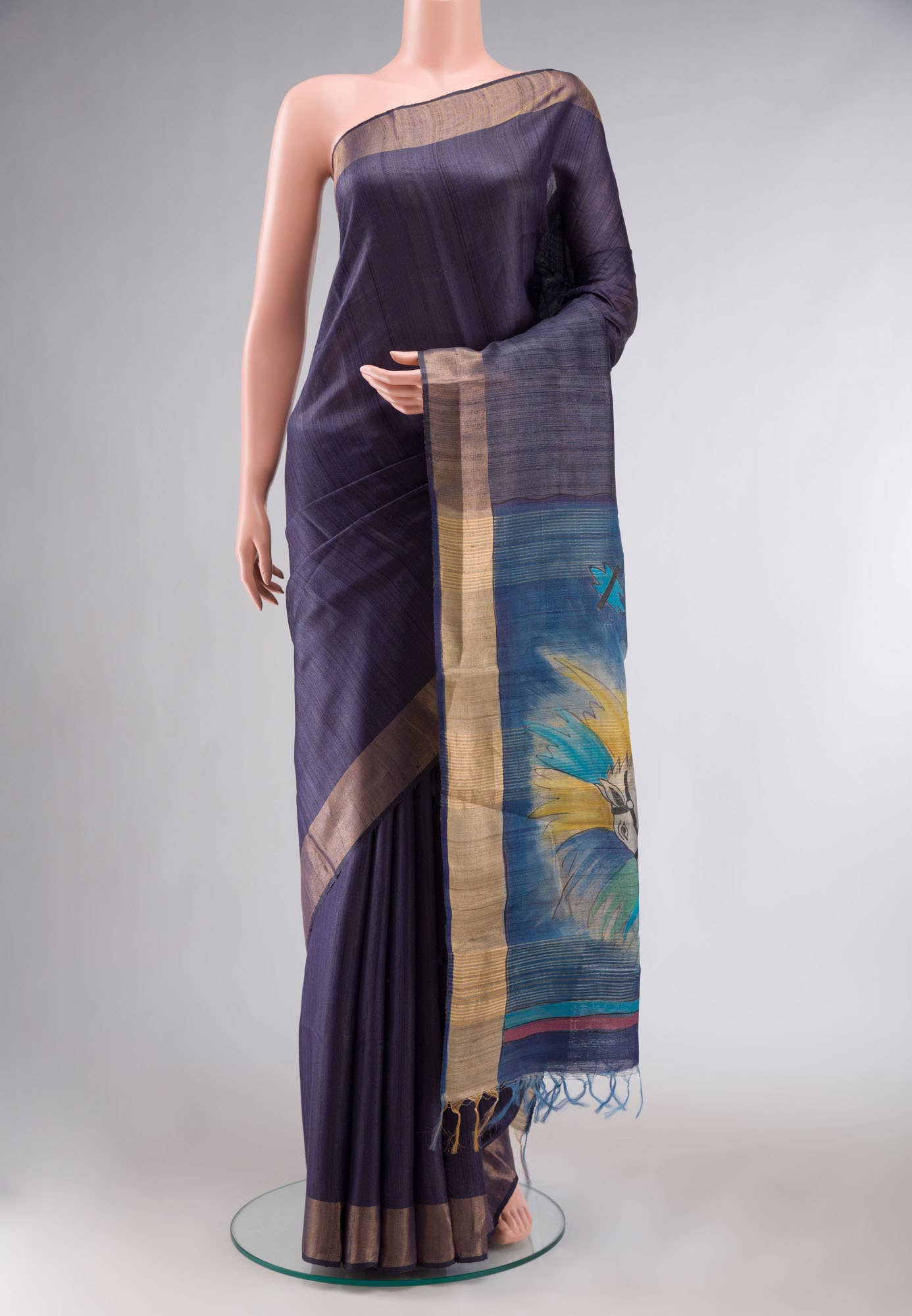 Violet Bhagalpuri Tussar Silk Saree