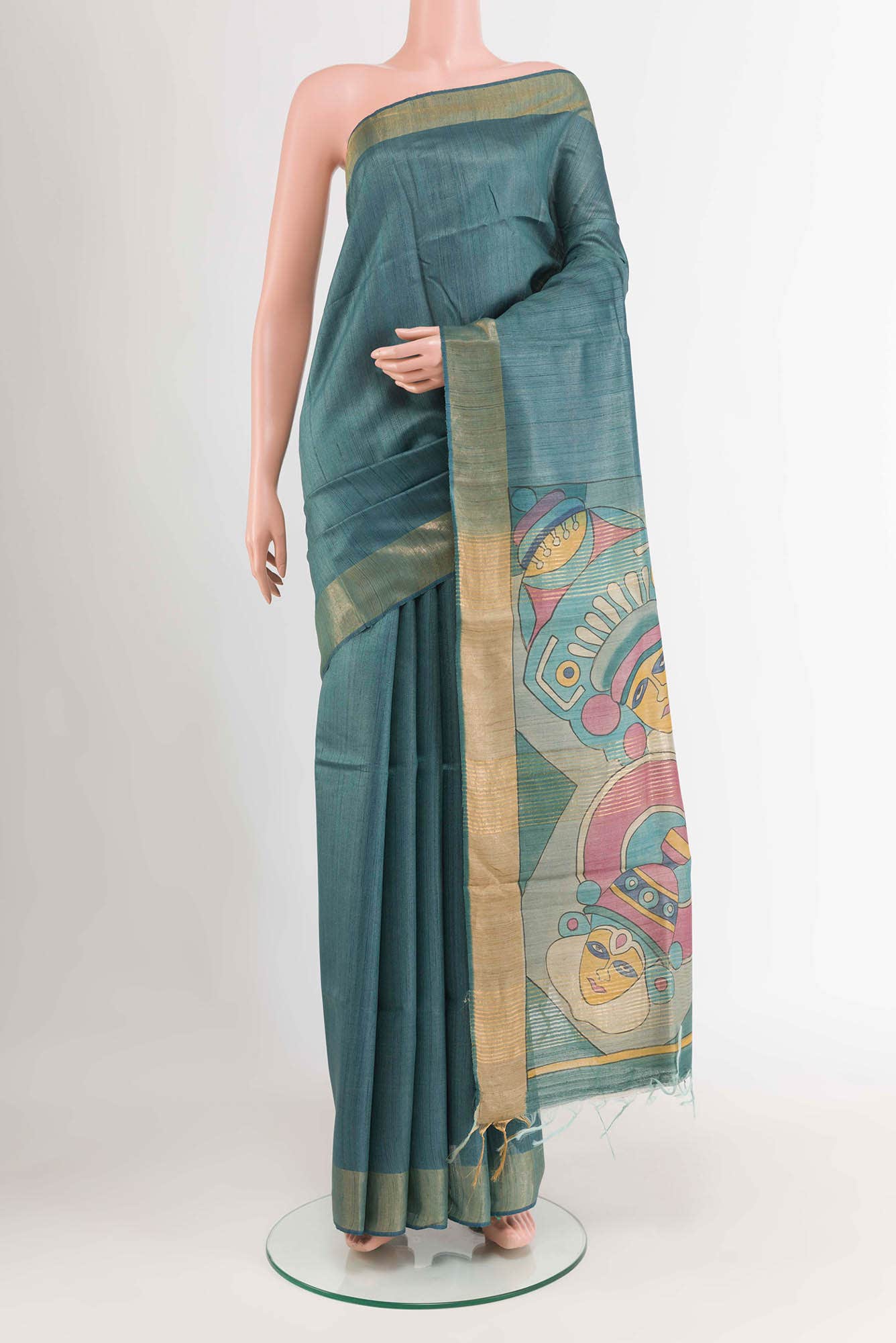 Blue Tussar Saree