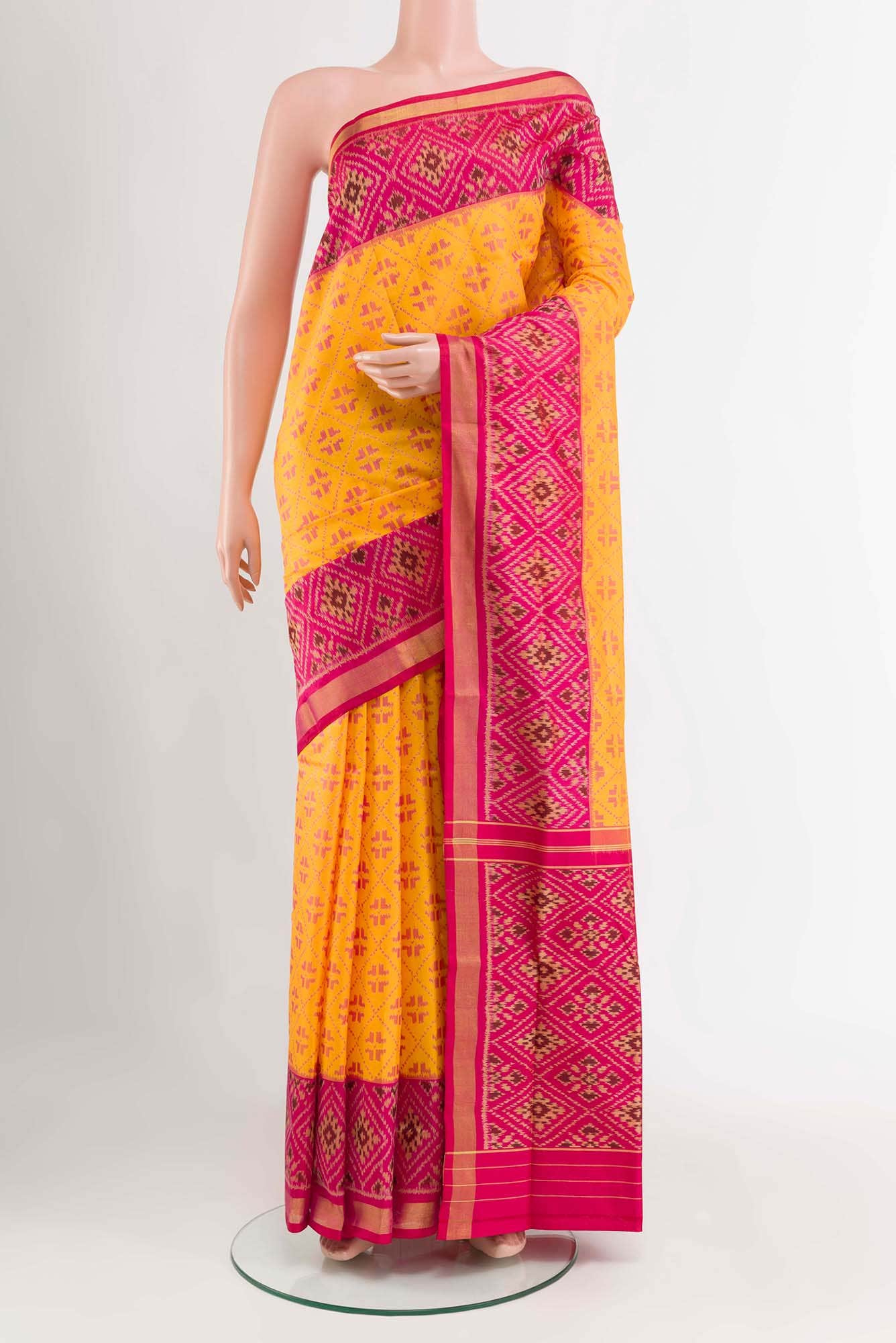 Mustard Rajkot Patola Silk Saree