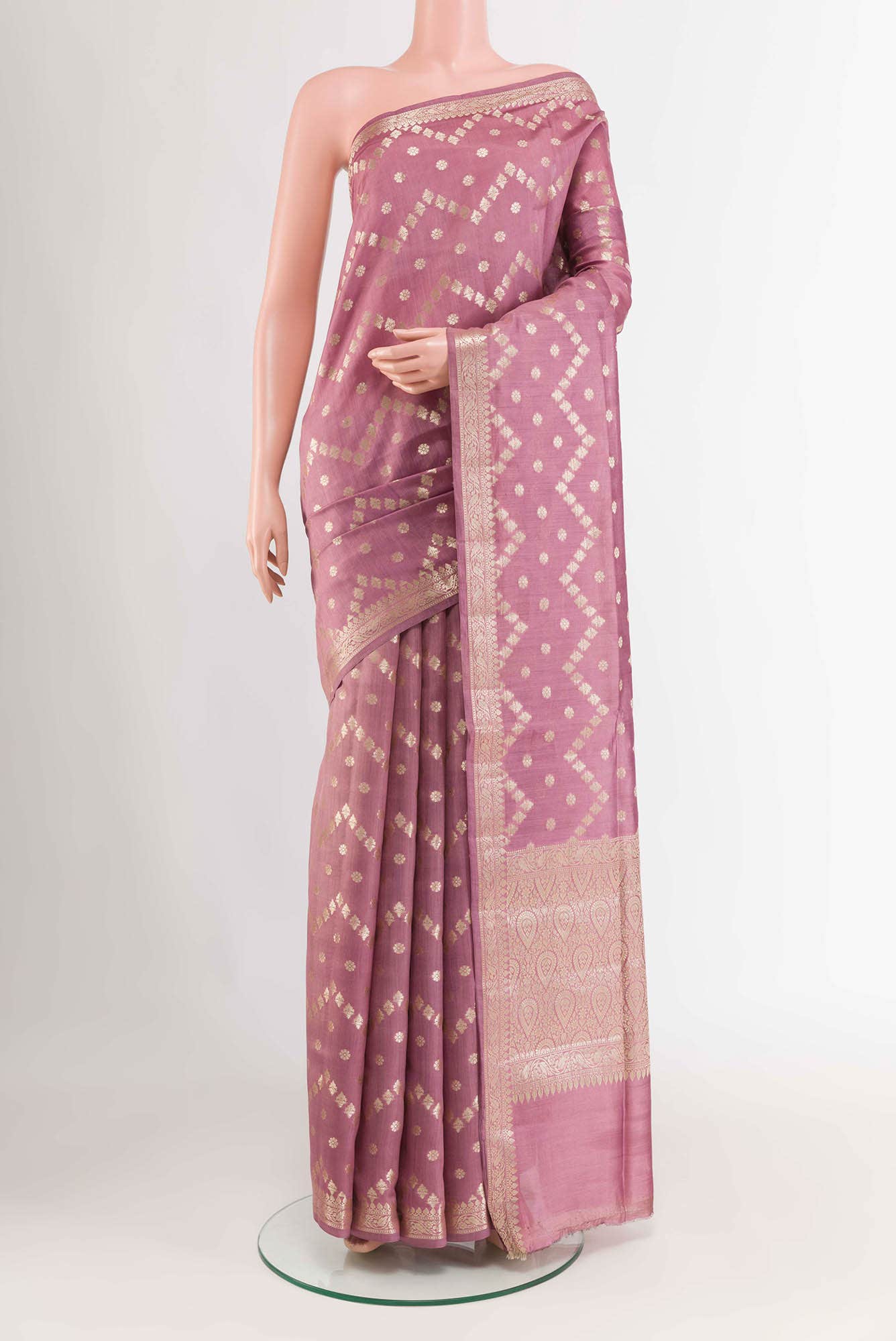 Lavender Banarasi Tussar Silk Saree