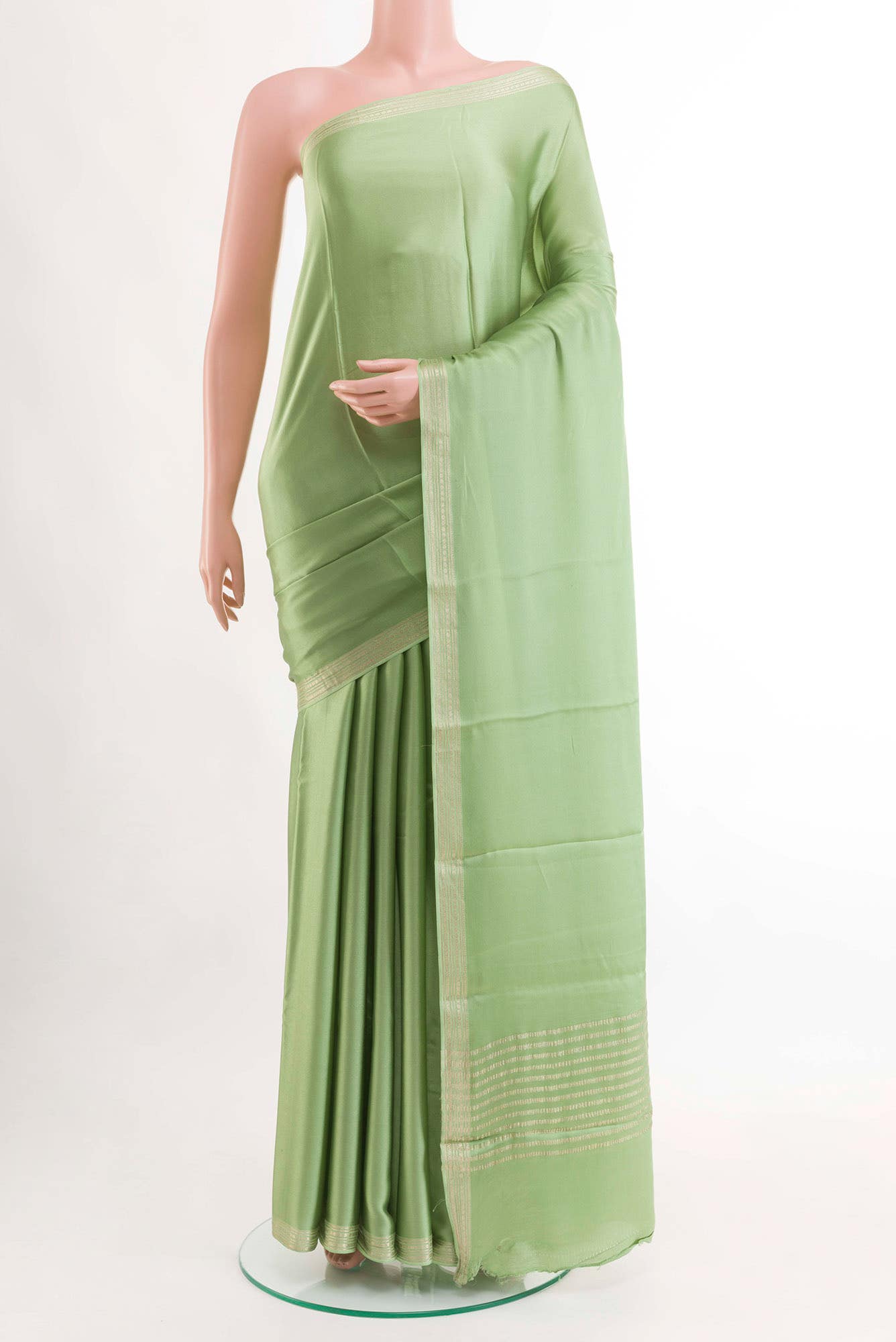 Mint Green Satin Silk Saree