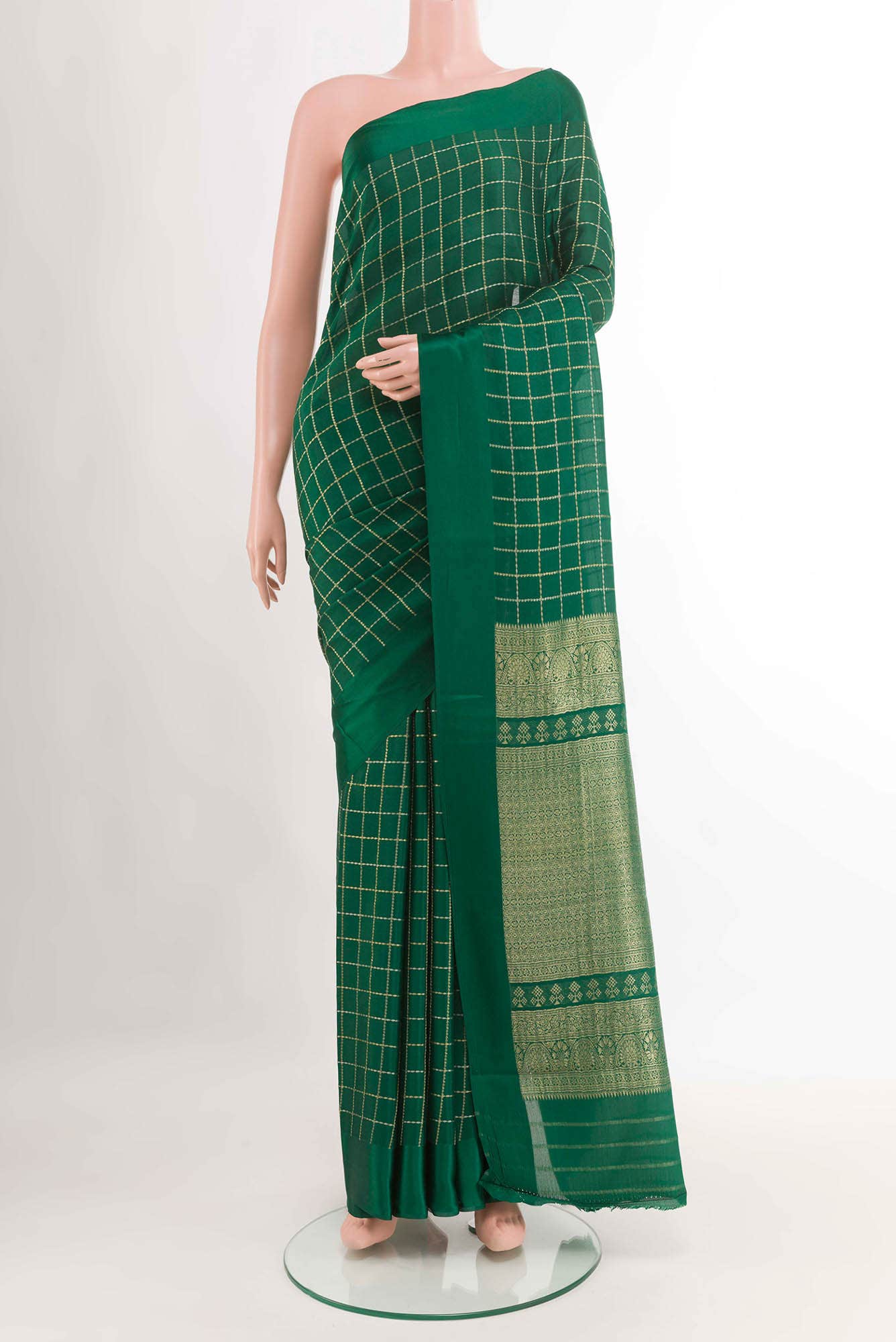 Green Crepe Saree