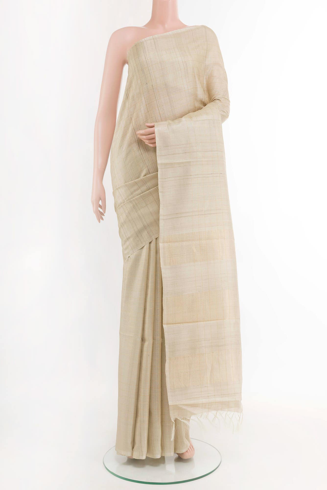 Beige Tussar Saree