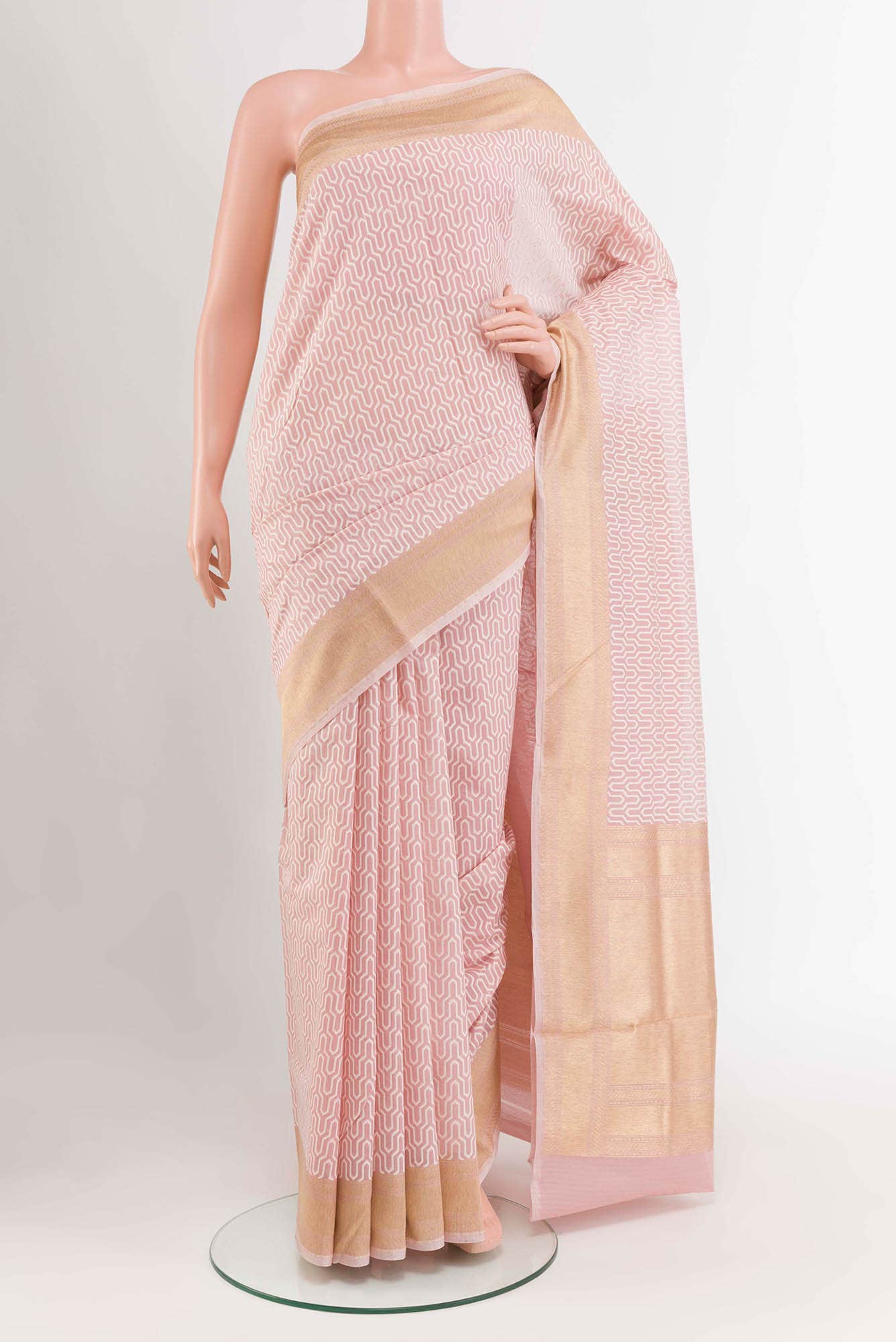 Peach Blended Silk Cotton Saree