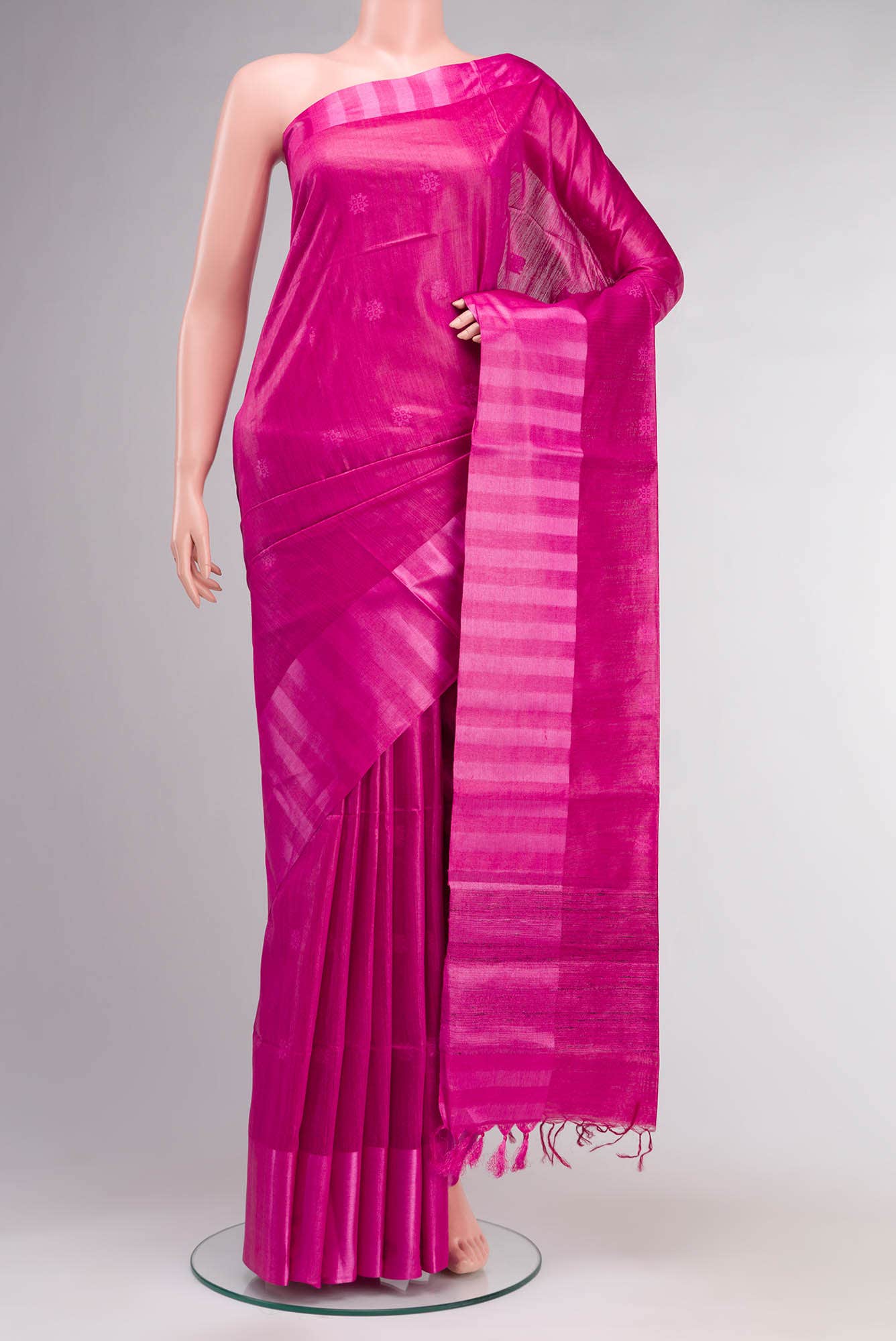Pink Tussar Silk Saree
