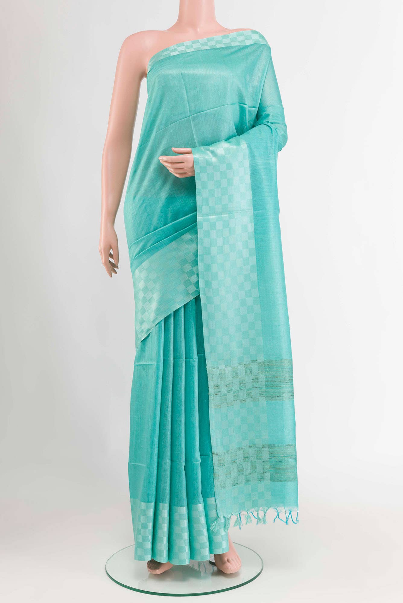 Light Blue Tussar Silk Saree