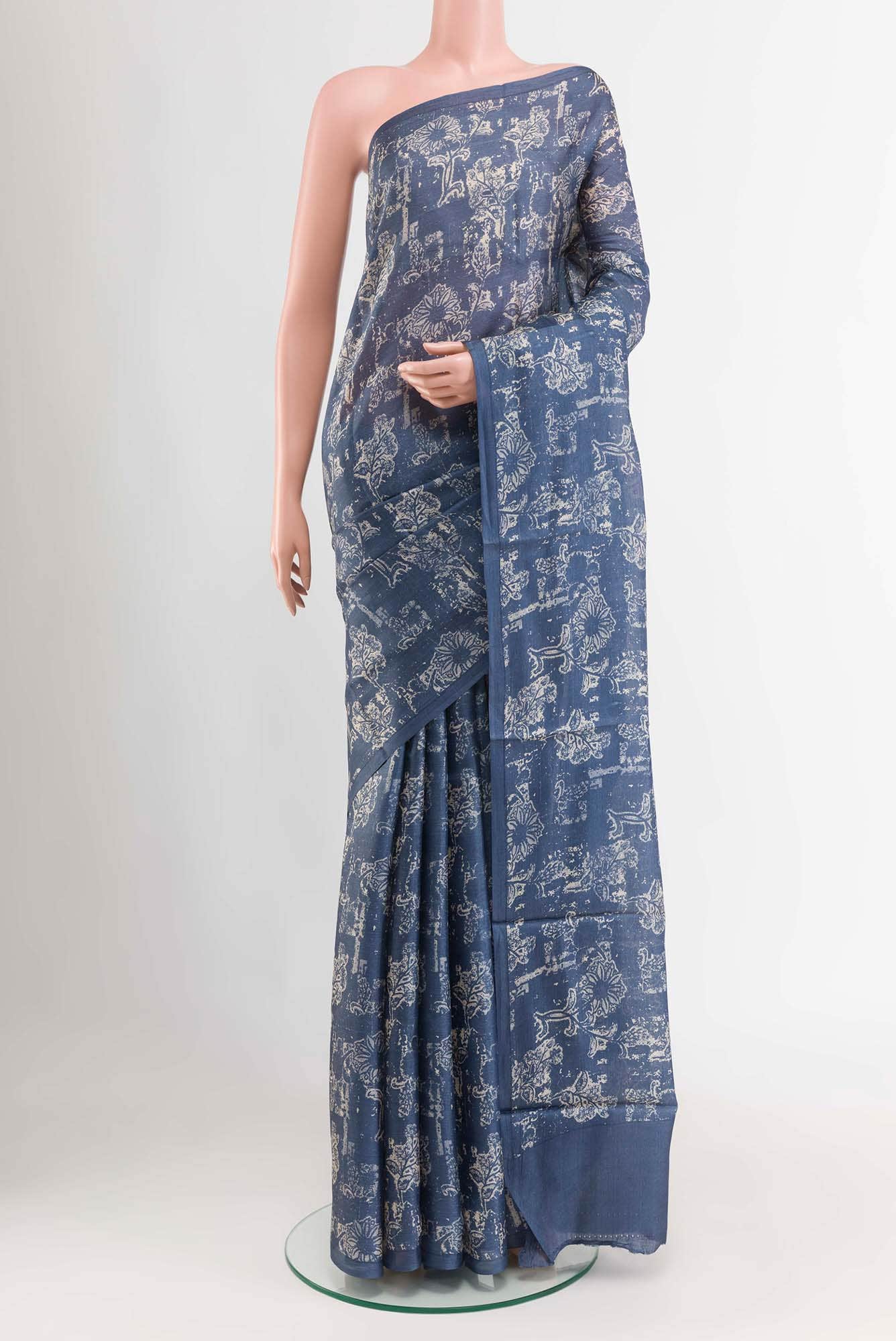 Dark Blue Tussar Saree