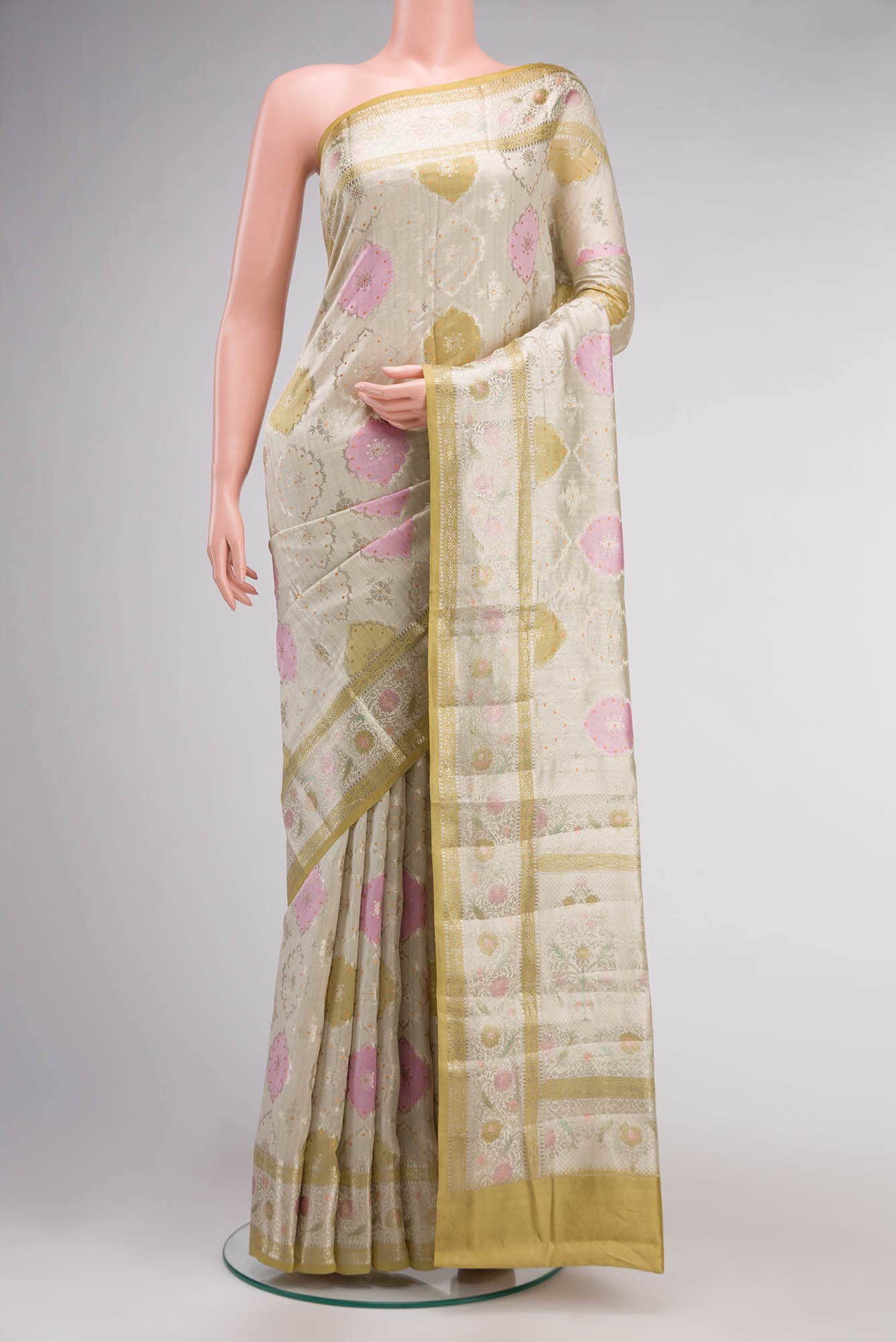 Beige Banarasi Raw Silk Saree