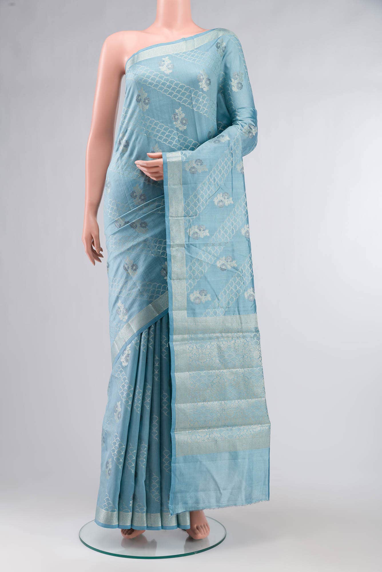 Blue Banarasi Raw Silk Saree