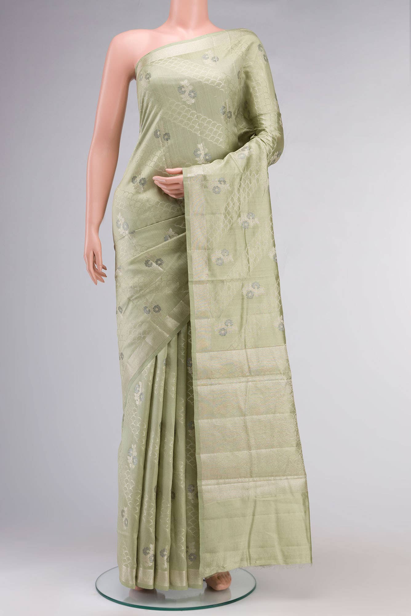 Green Banarasi Raw Silk Saree