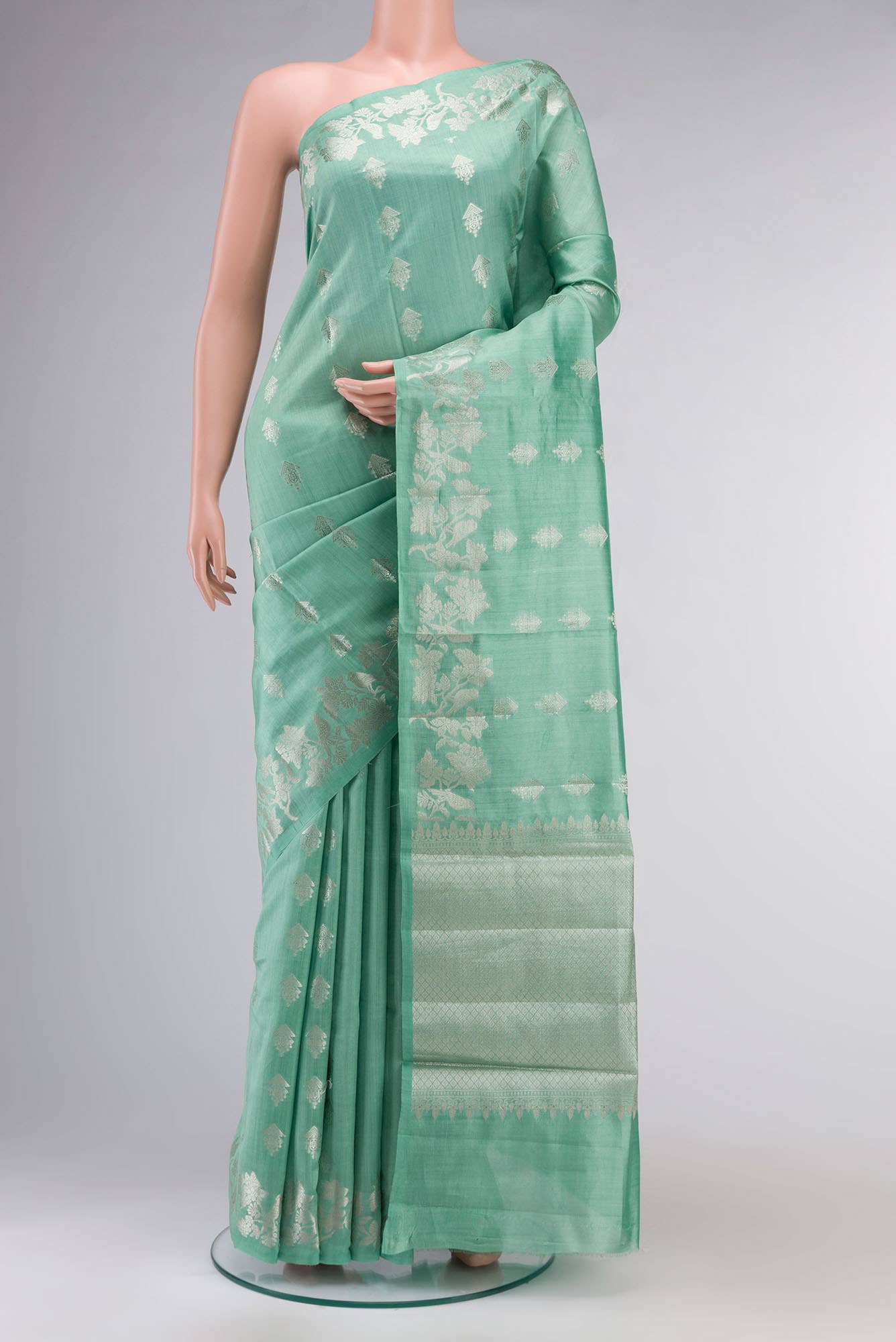 Green Banarasi Raw Silk Saree
