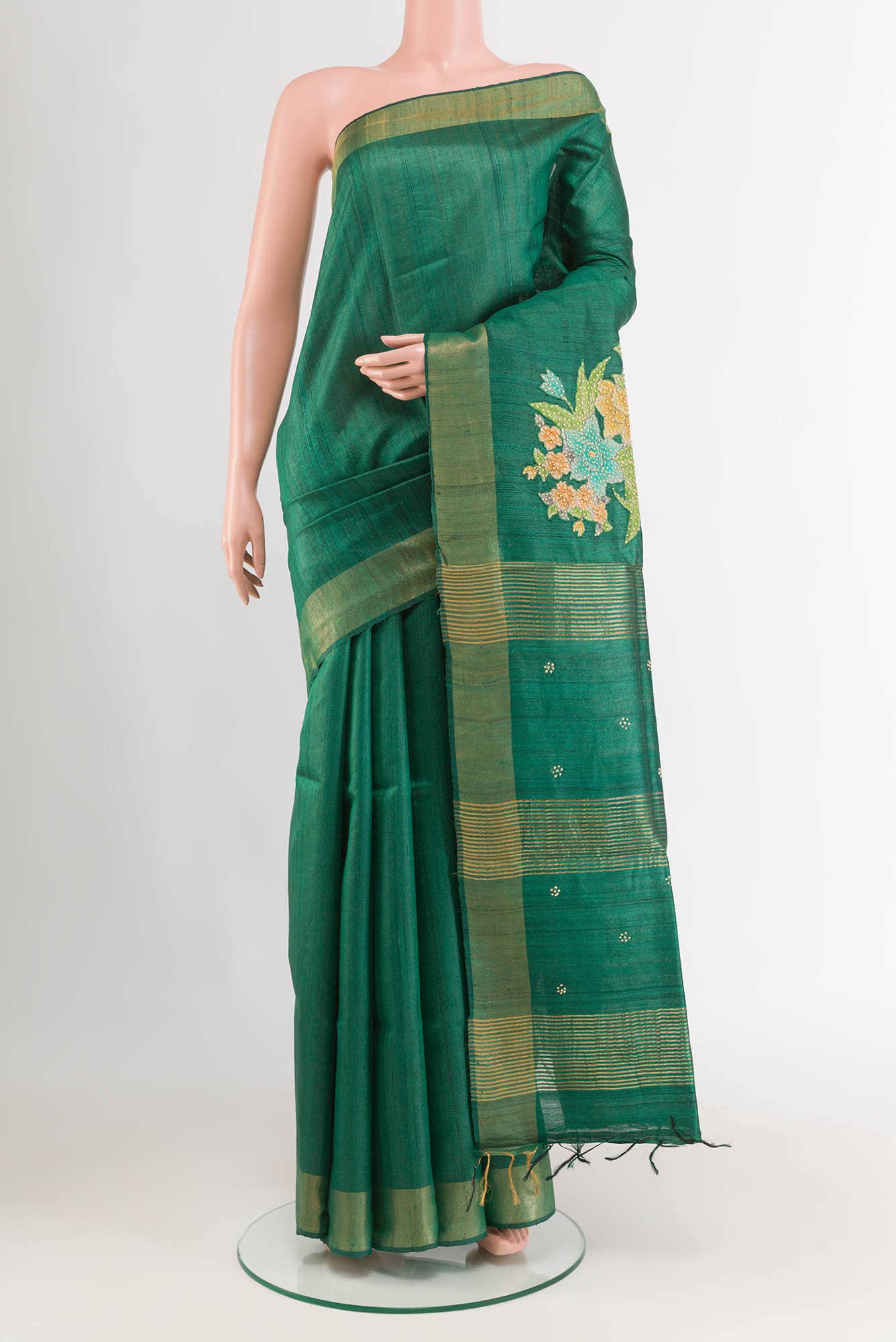 Green Tussar Saree