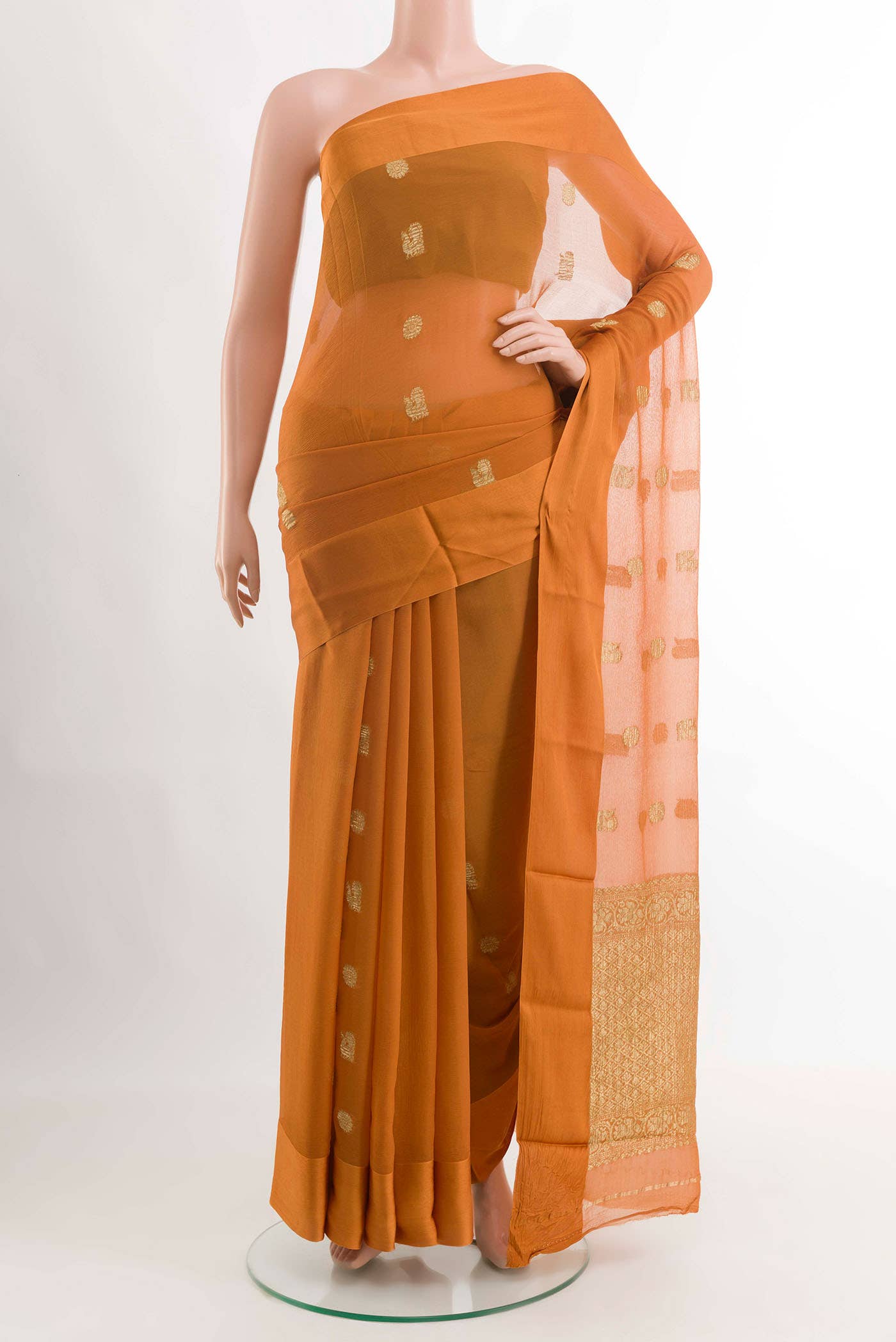 Orange Mysore Chiffon Saree