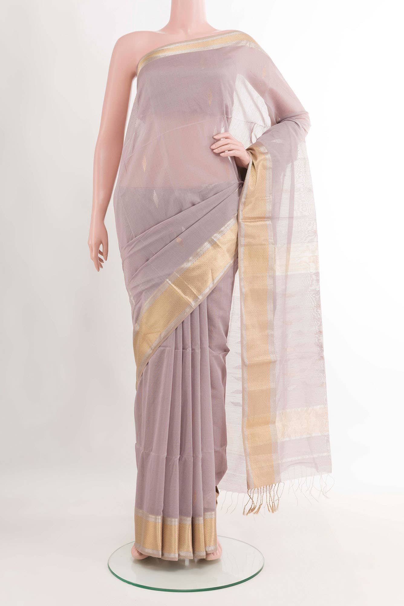 Lilac Blended Maheshwari Silk Cotton Saree