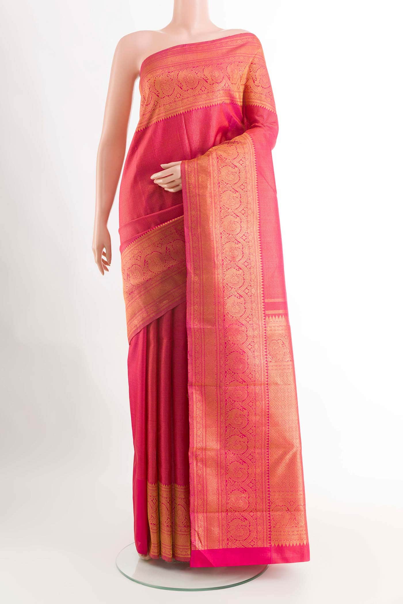 Pink Dual Tone Kanchipuram Silk Saree