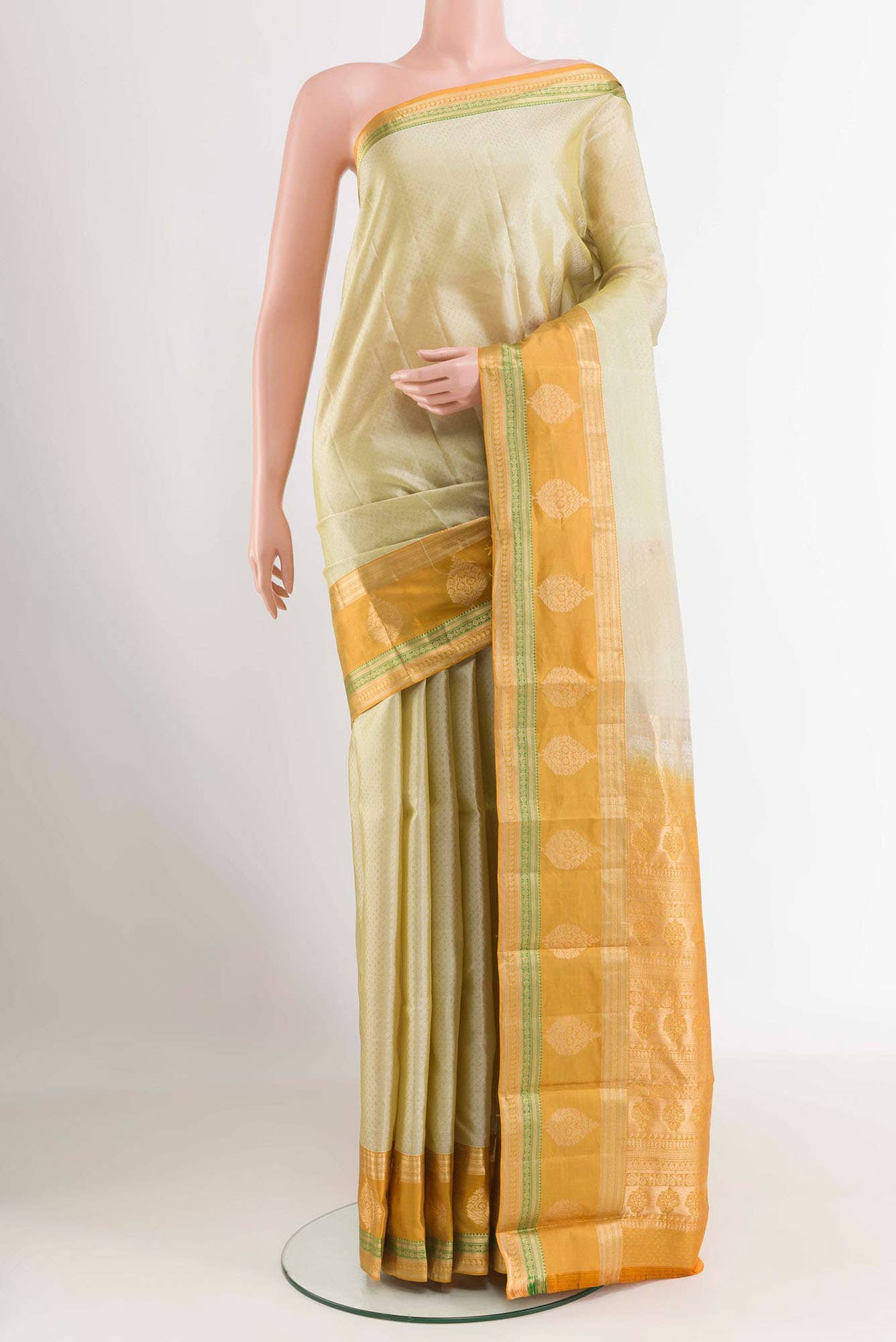 Beige Kanchipuram Silk Saree