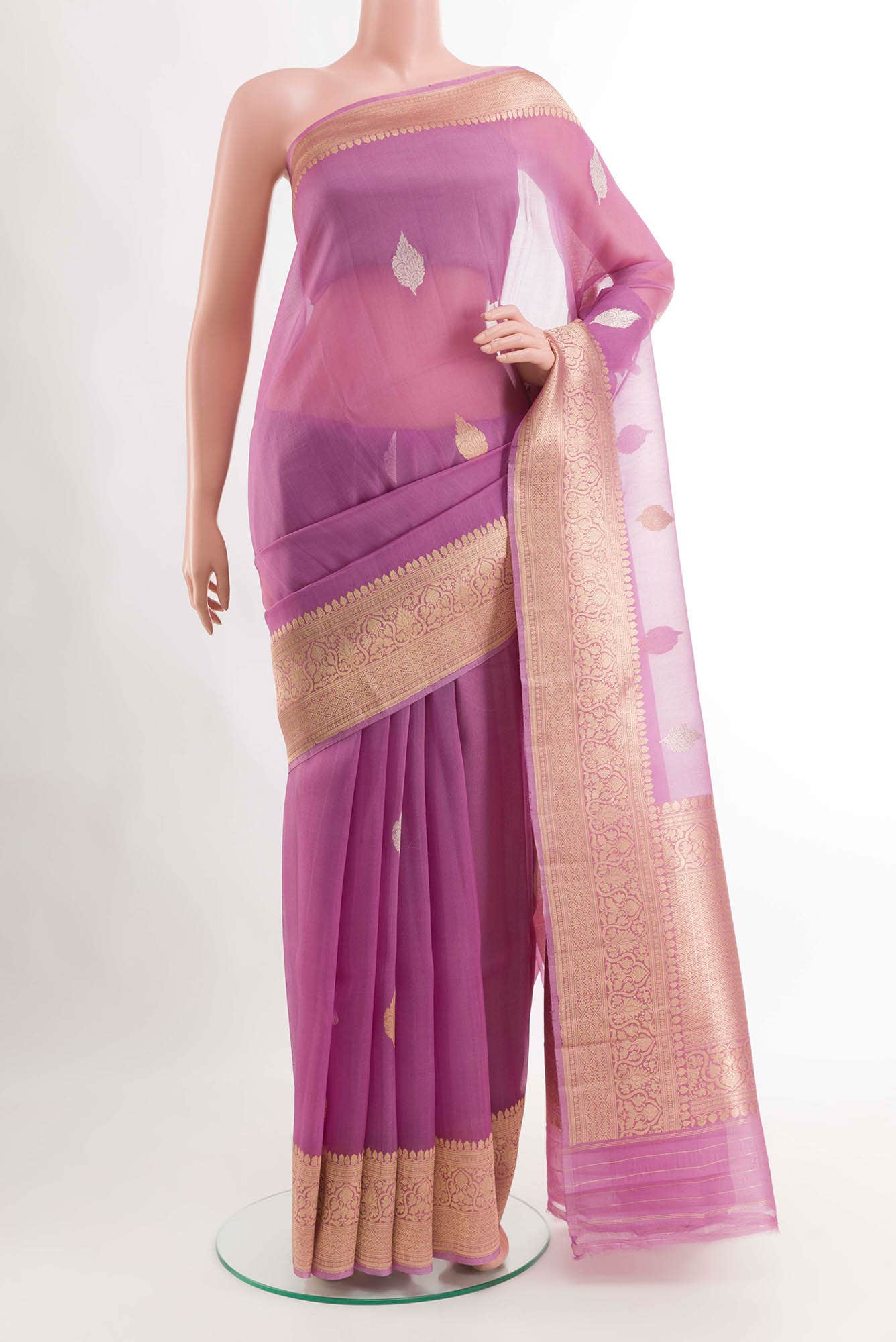 Lavender Dual Tone Organza Silk Saree