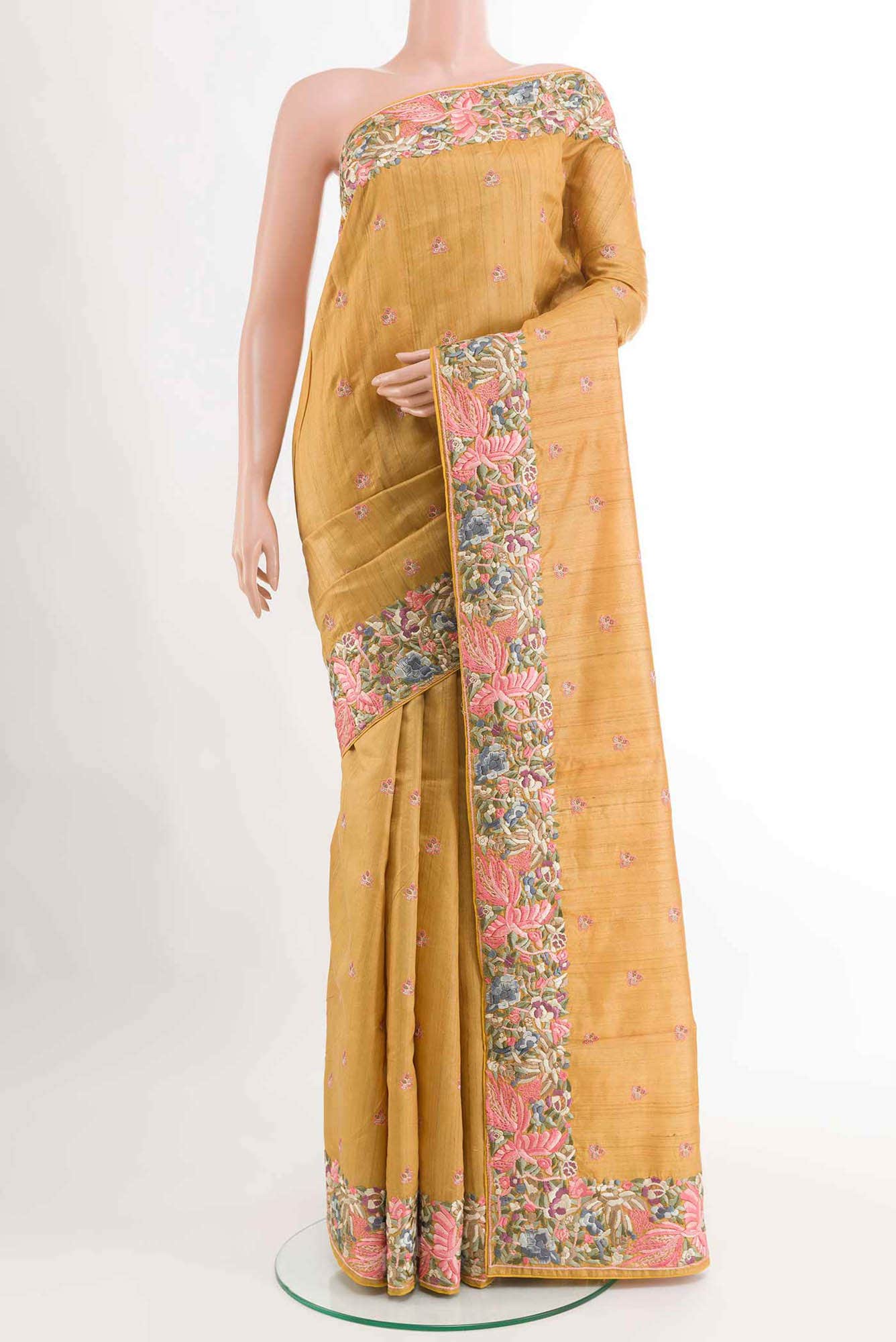 Mustard Tussar Saree