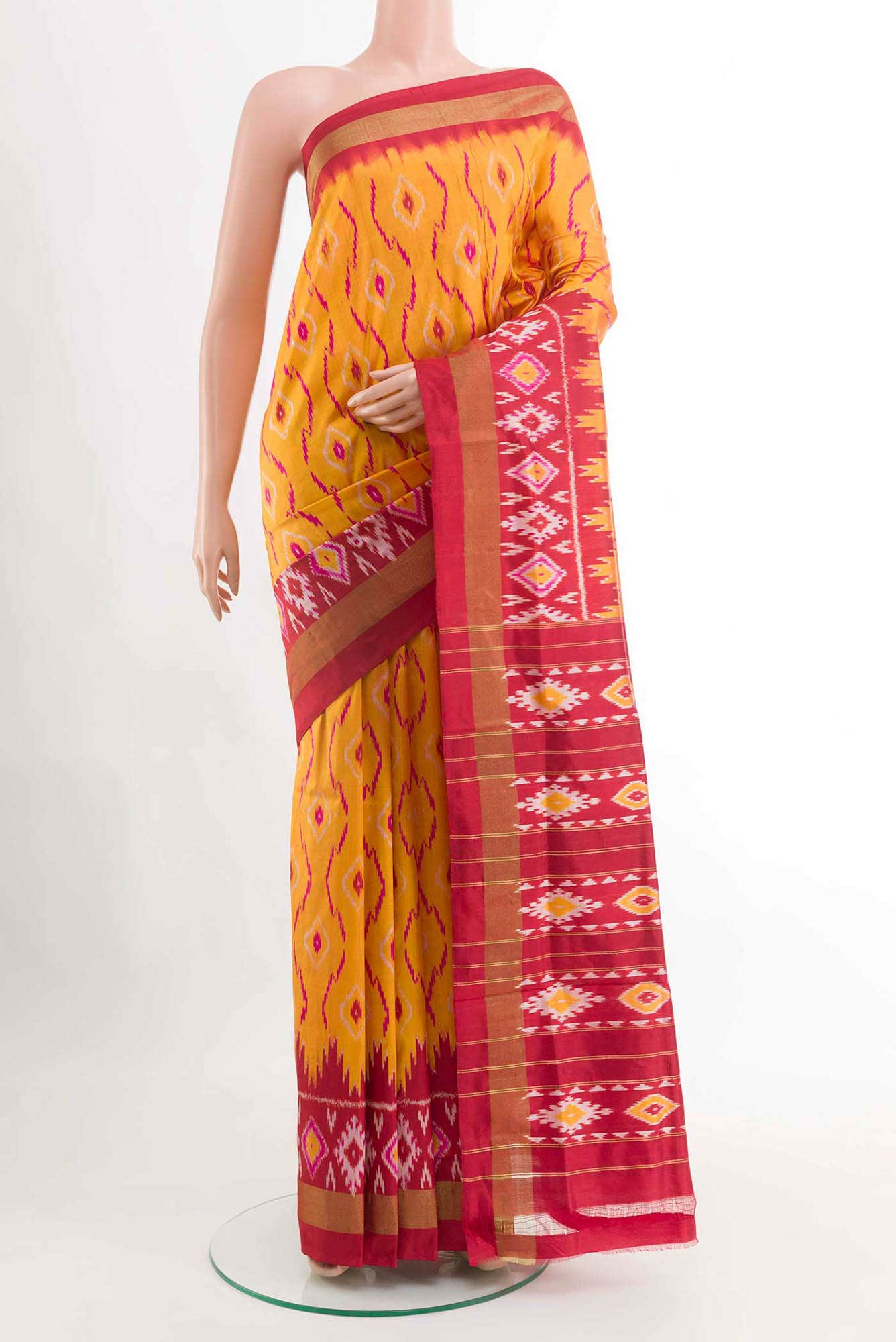Yellow Pochampally Silk Saree