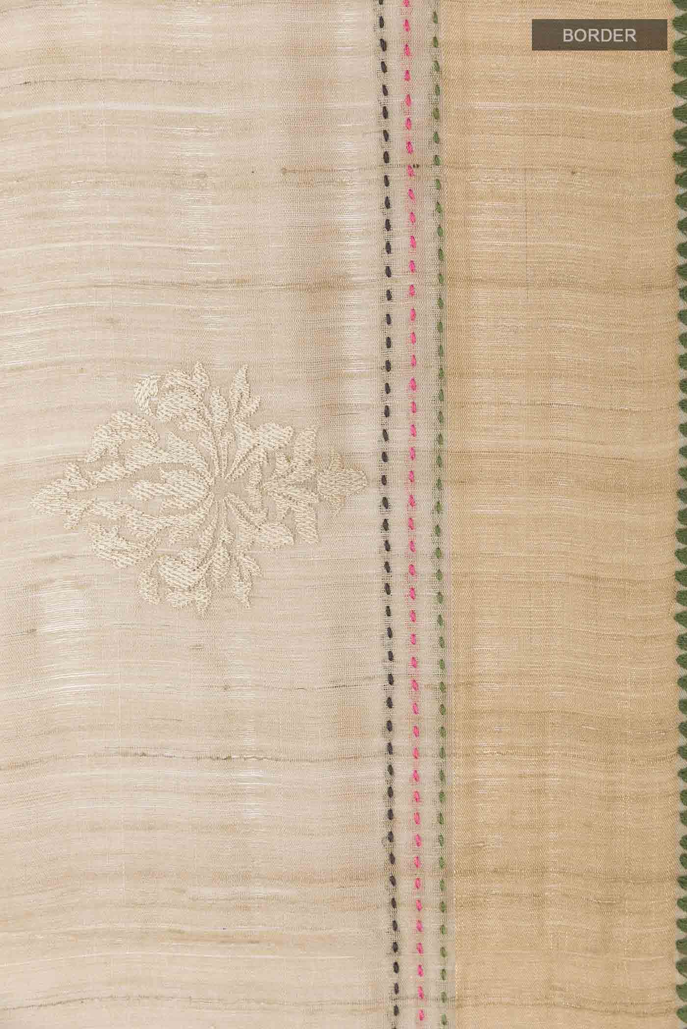 Beige Tussar Saree