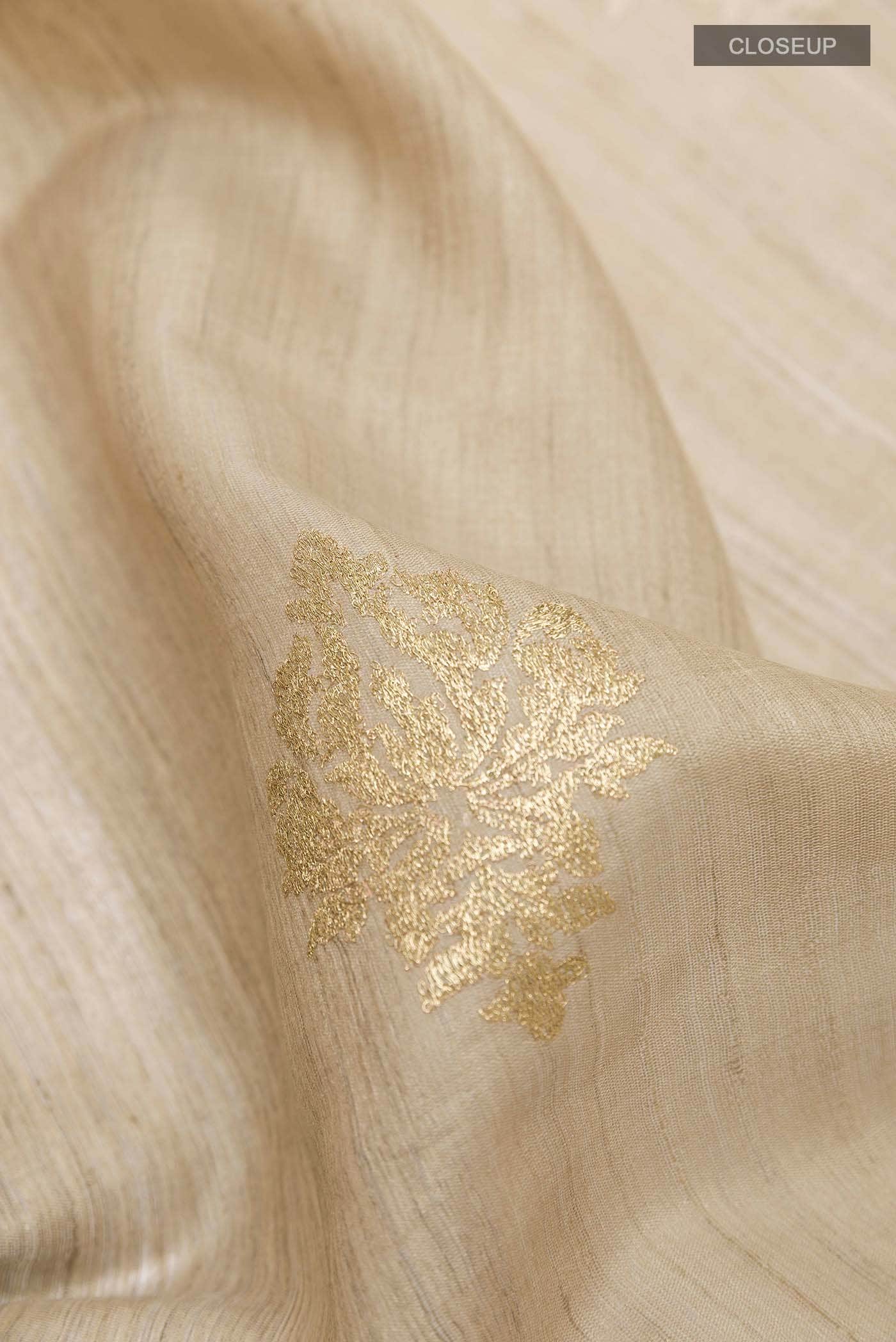 Beige Tussar Saree