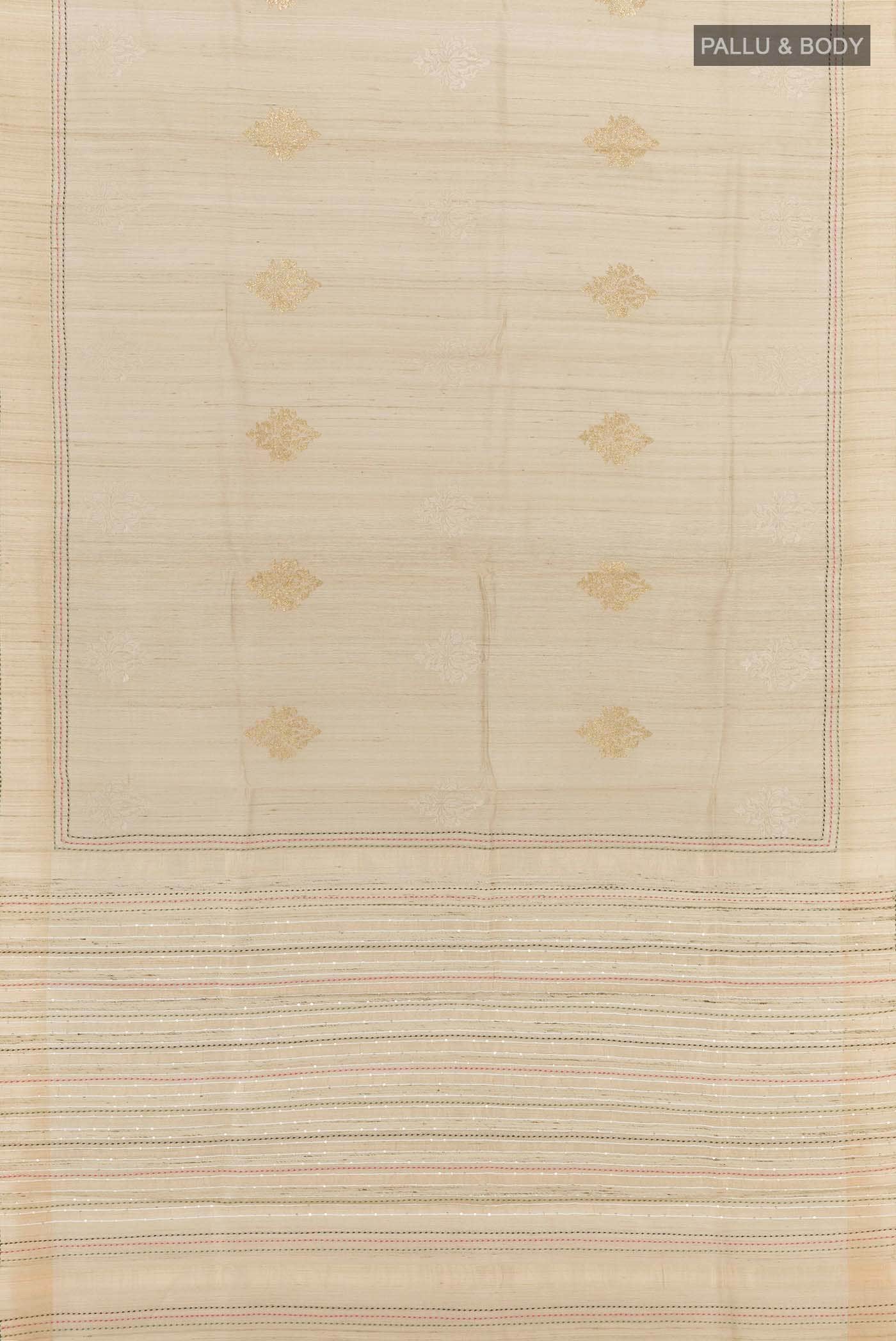 Beige Tussar Saree