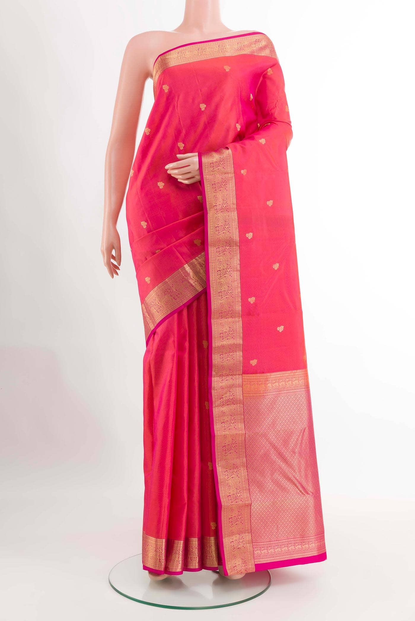 Pink Dual Tone Kanchipuram Silk Saree