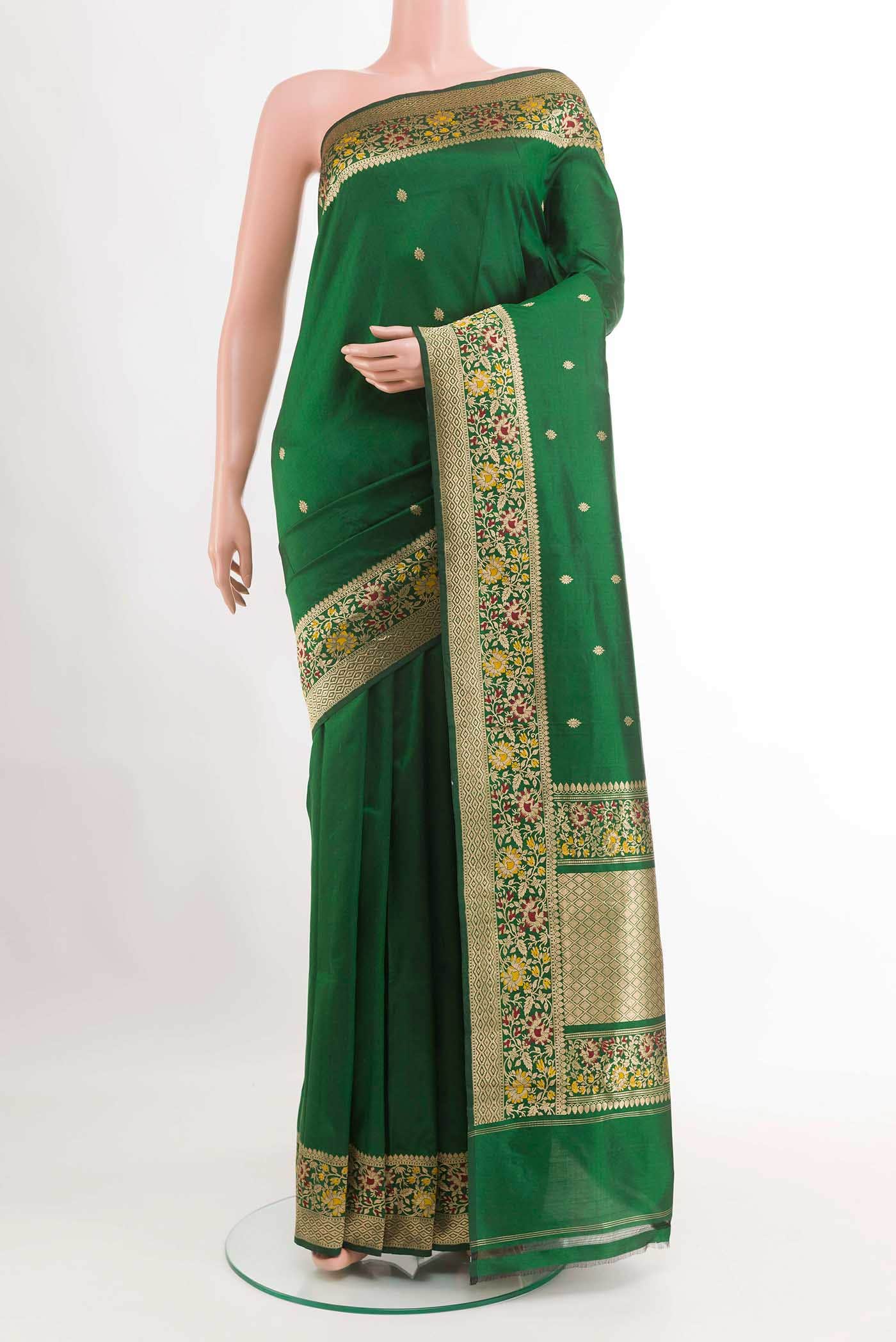 Green Banarasi Katan Silk Saree