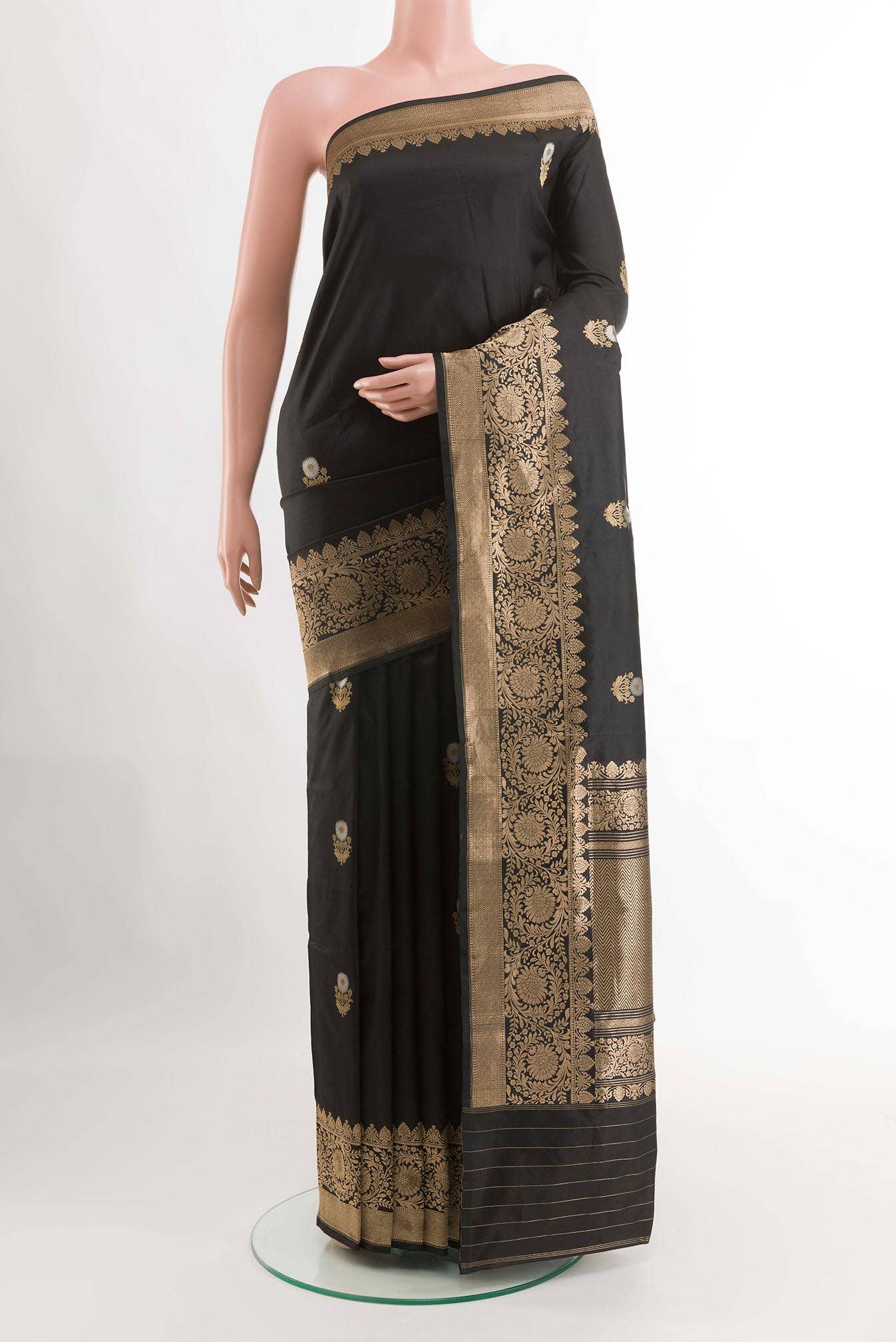 Black Banarasi Katan Silk Saree