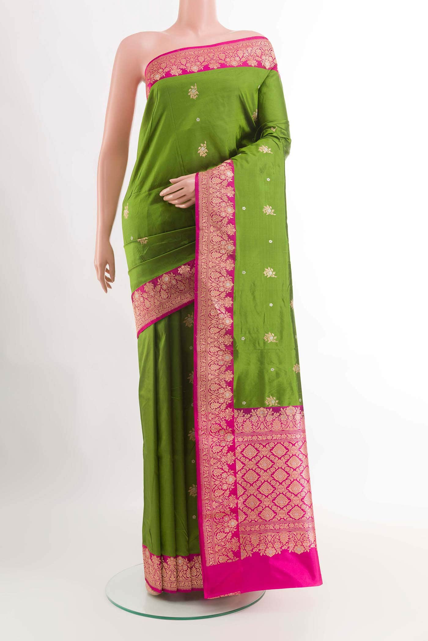 Green Banarasi Katan Silk Saree