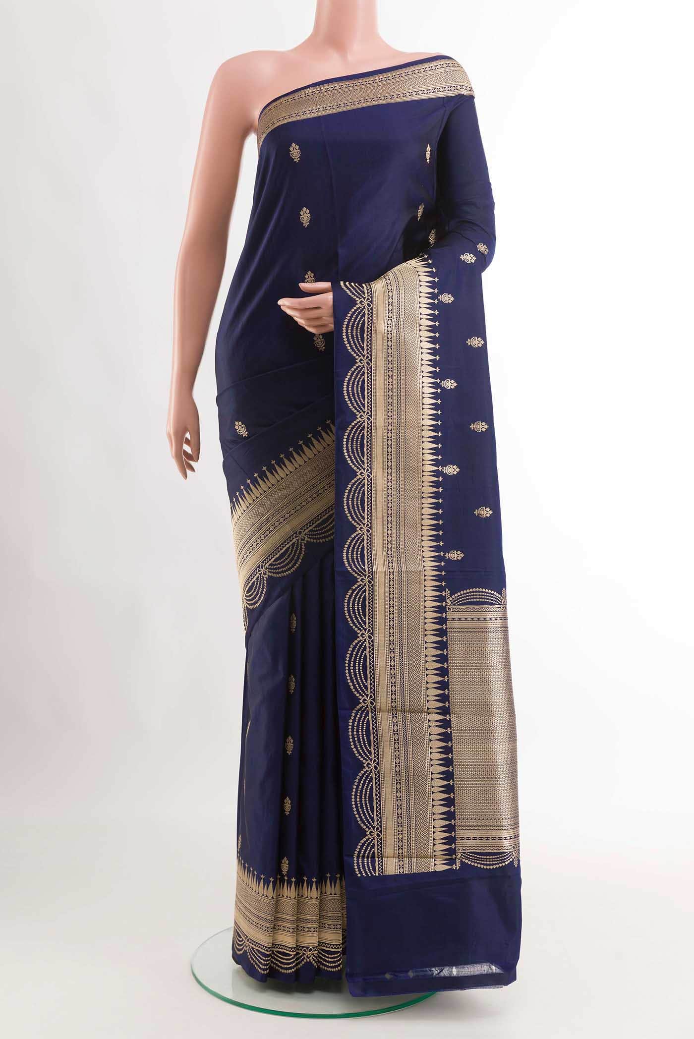 Dark Blue Banarasi Katan Silk Saree