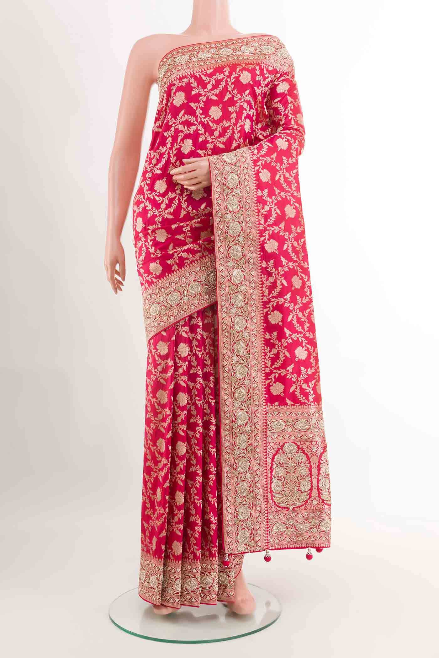 Pink Dual Tone Banarasi Silk Saree