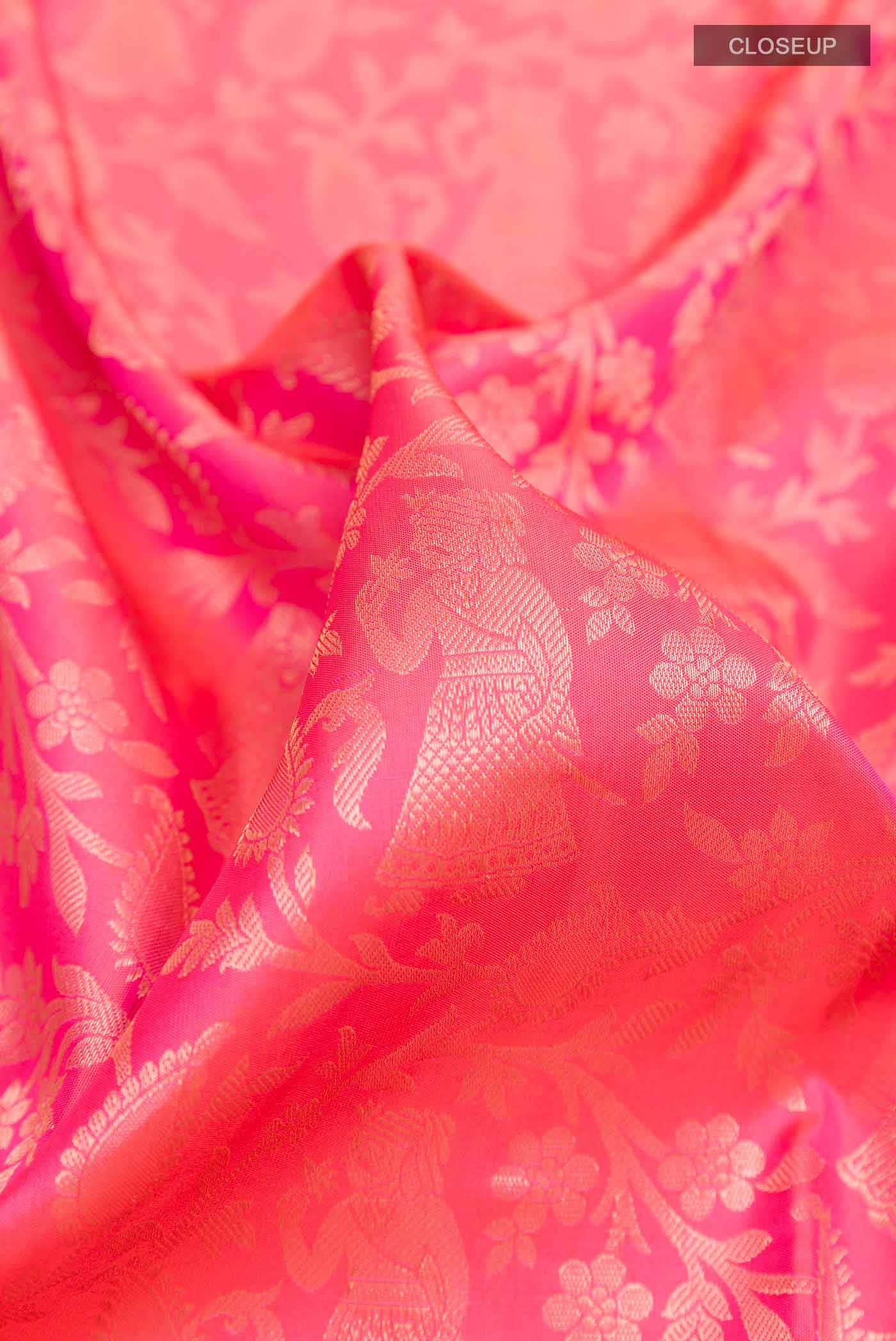 Pink Dual Tone Kanchipuram Silk Saree